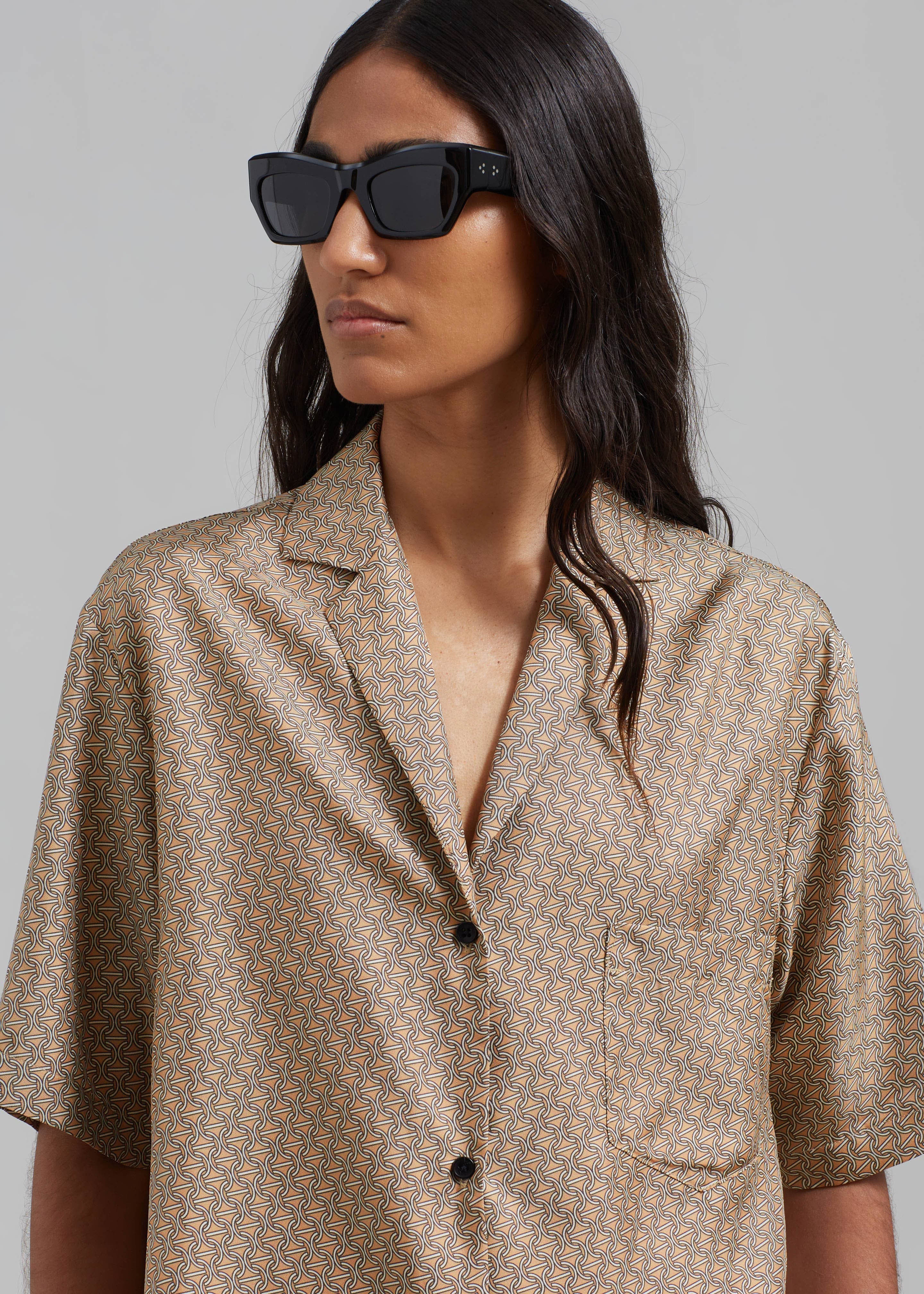 Esse Studios Linka Short Sleeve Silk Shirt - Golden Linka Print - 2