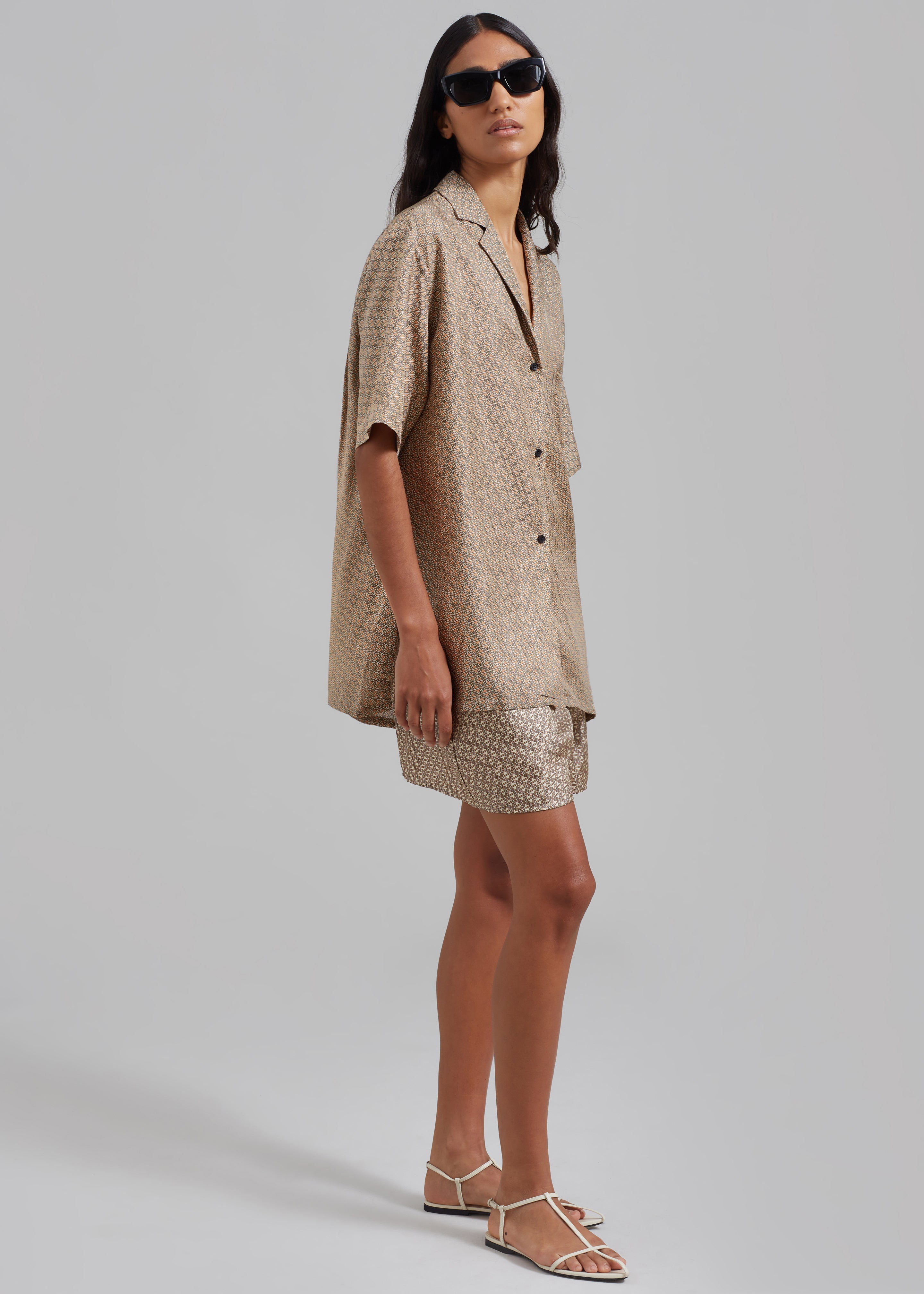 Esse Studios Linka Silk Shorts - Crema Linka Print - 4