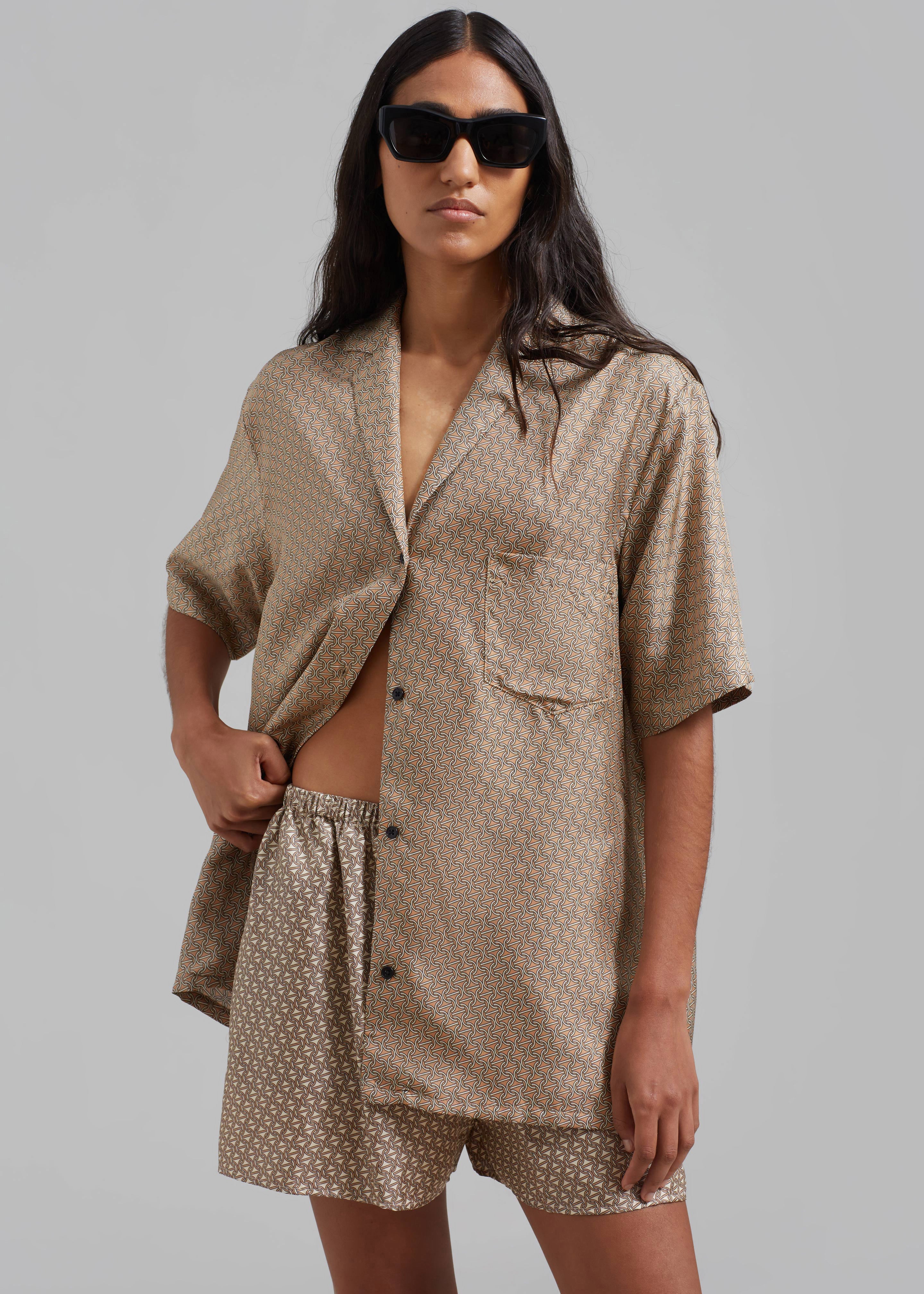 Esse Studios Linka Silk Shorts - Crema Linka Print - 1