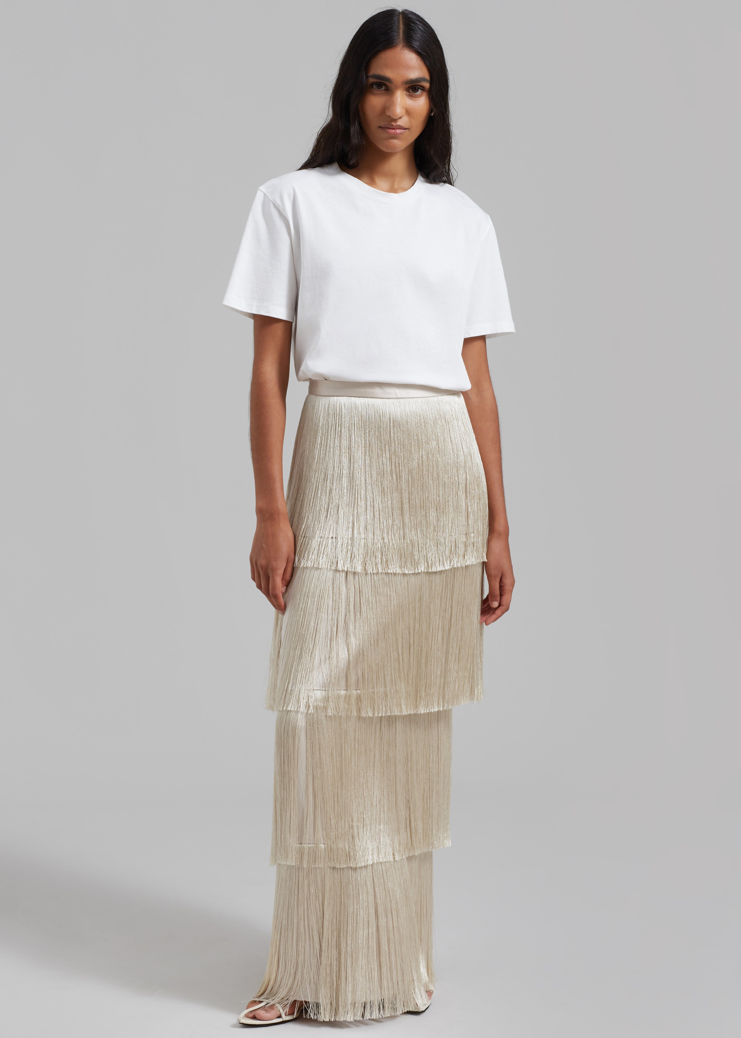 Esse Studios Mono Fringe Skirt - Oyster - 5
