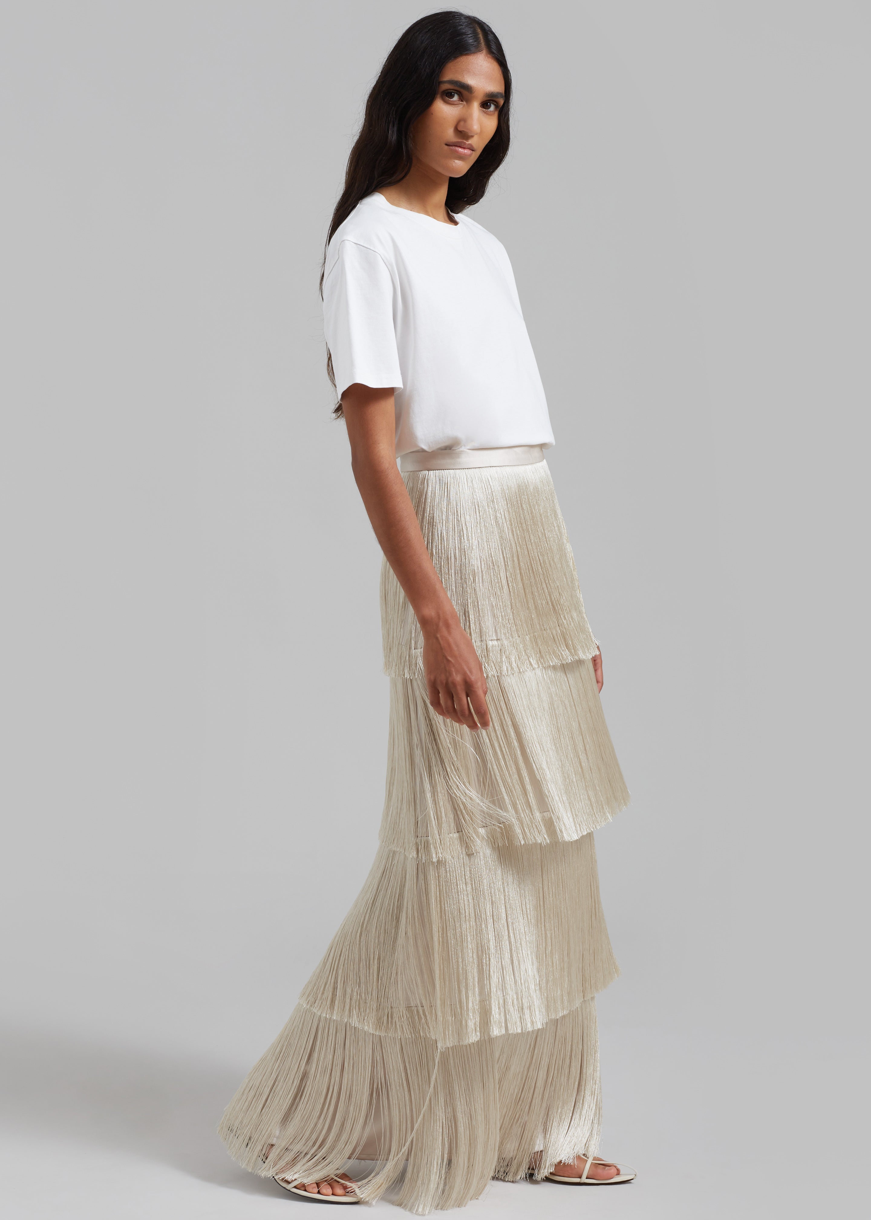 Esse Studios Mono Fringe Skirt - Oyster - 4