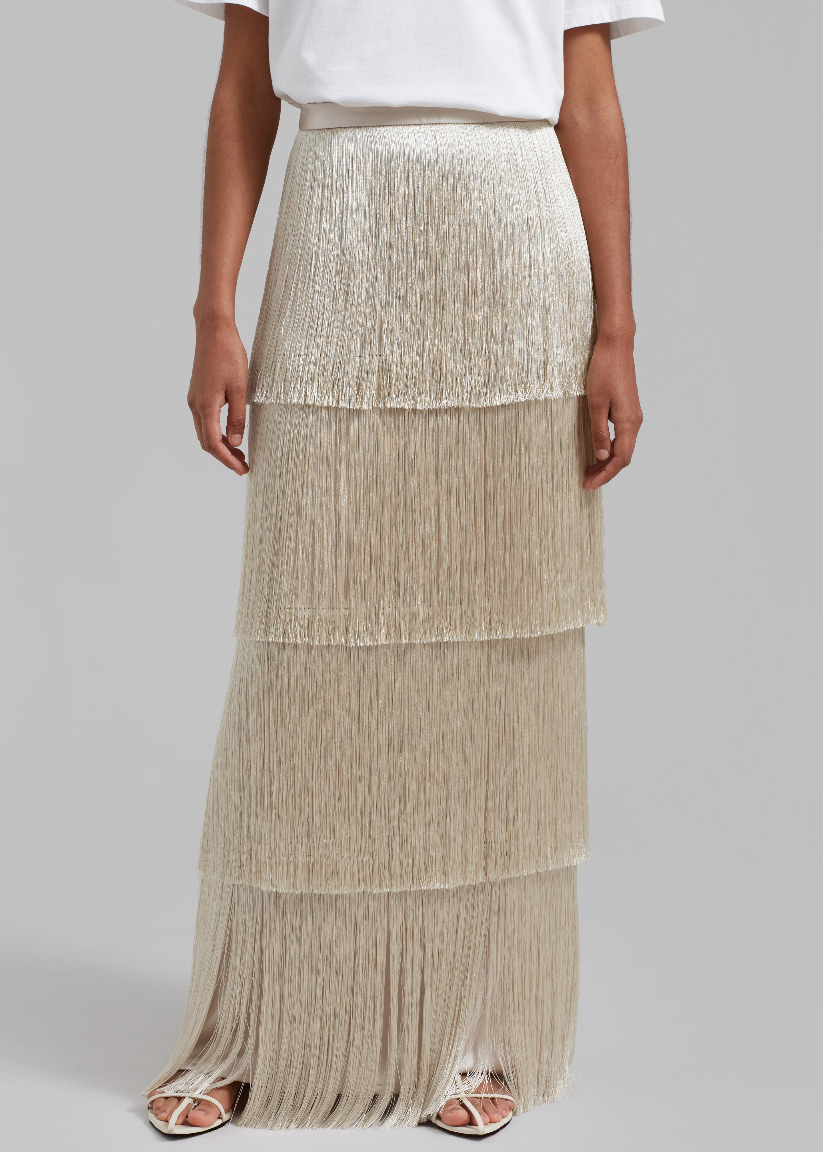 Esse Studios Mono Fringe Skirt - Oyster - 2