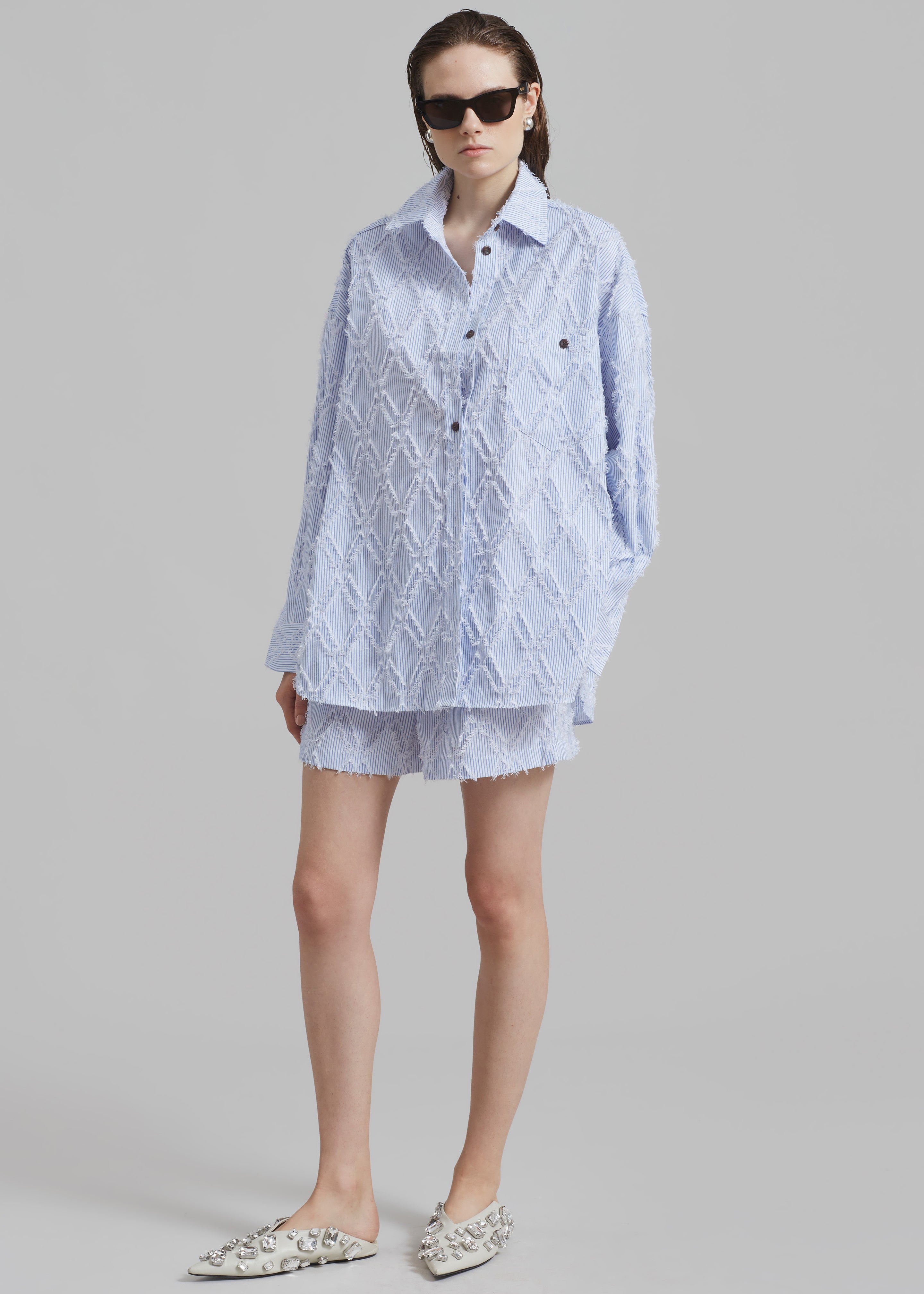Este Fringe Boxer Shorts - Blue Stripe - 5