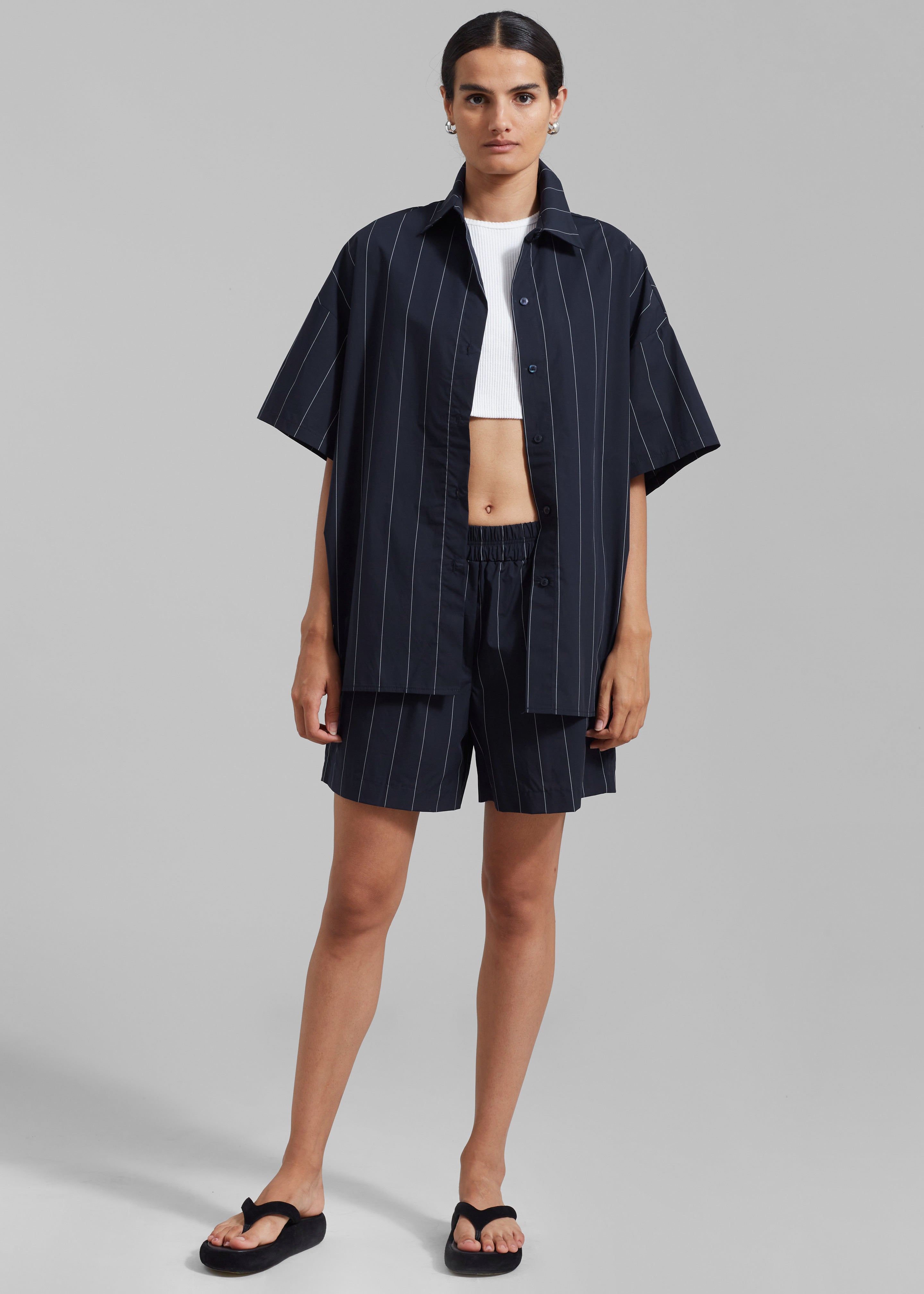 Finn Button Up Shirt - White Stripe - 4