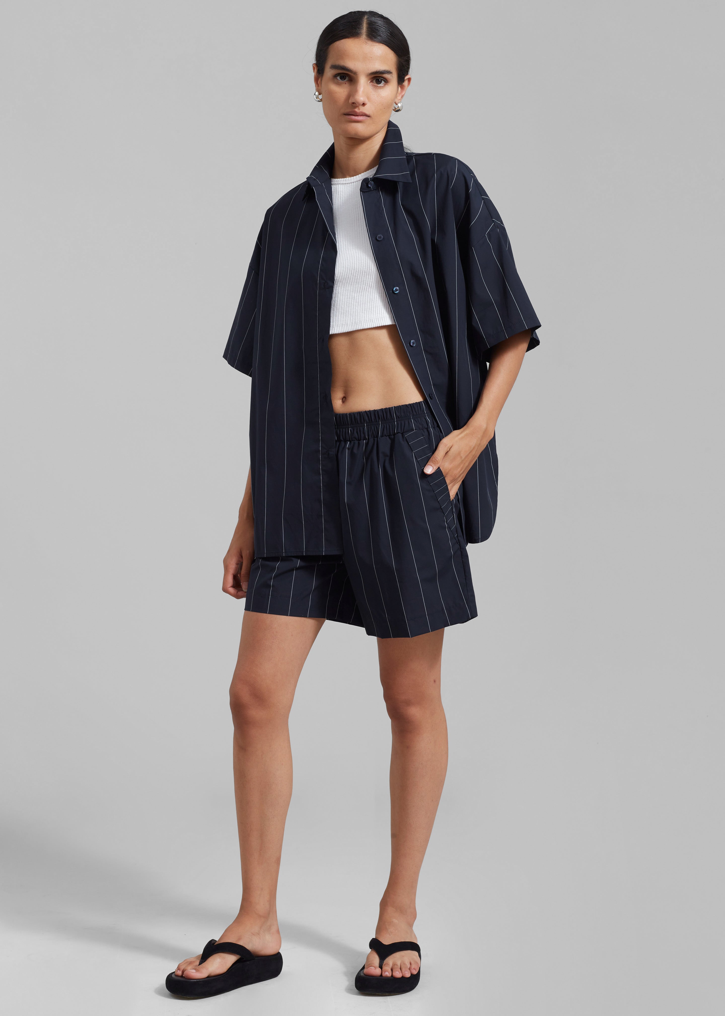 Finn Button Up Shirt - White Stripe - 3