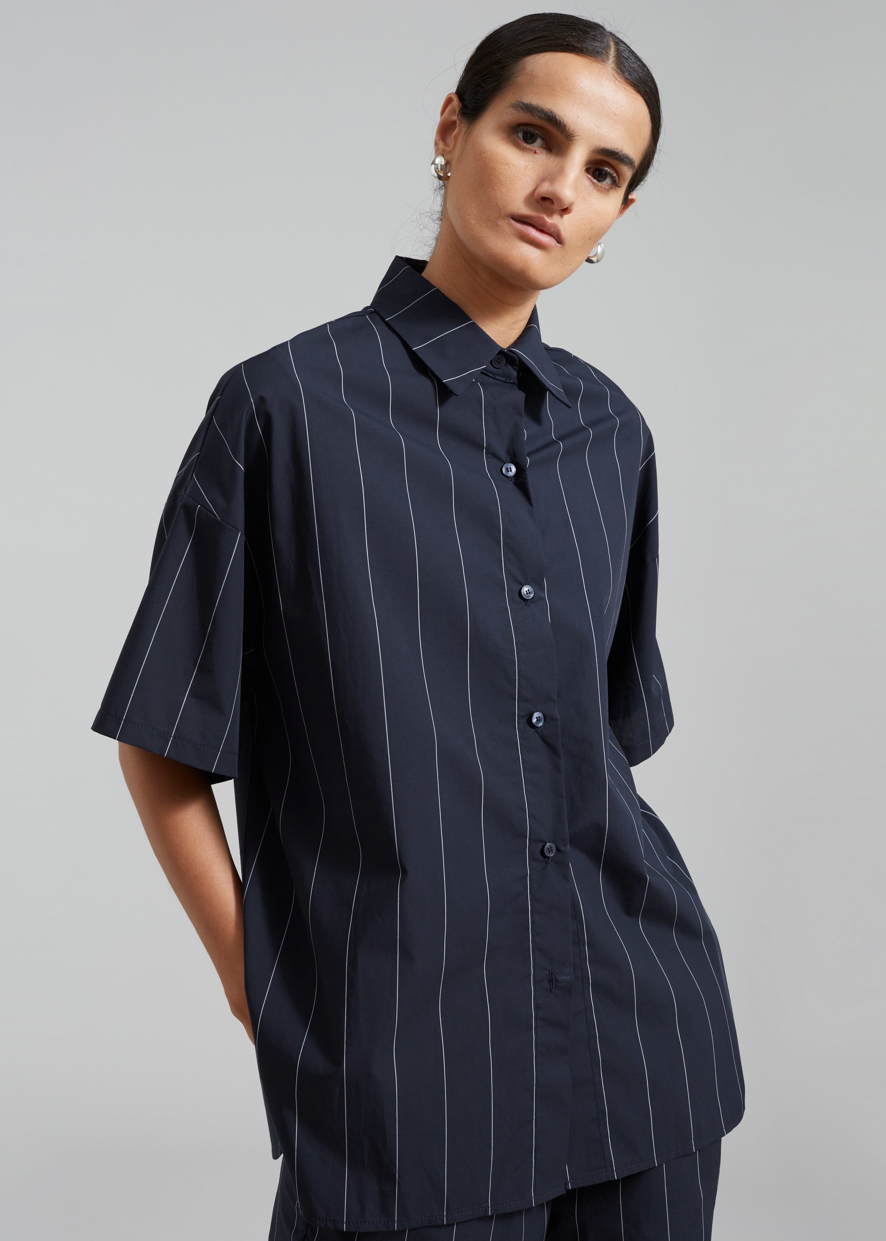 Finn Button Up Shirt - White Stripe - 6