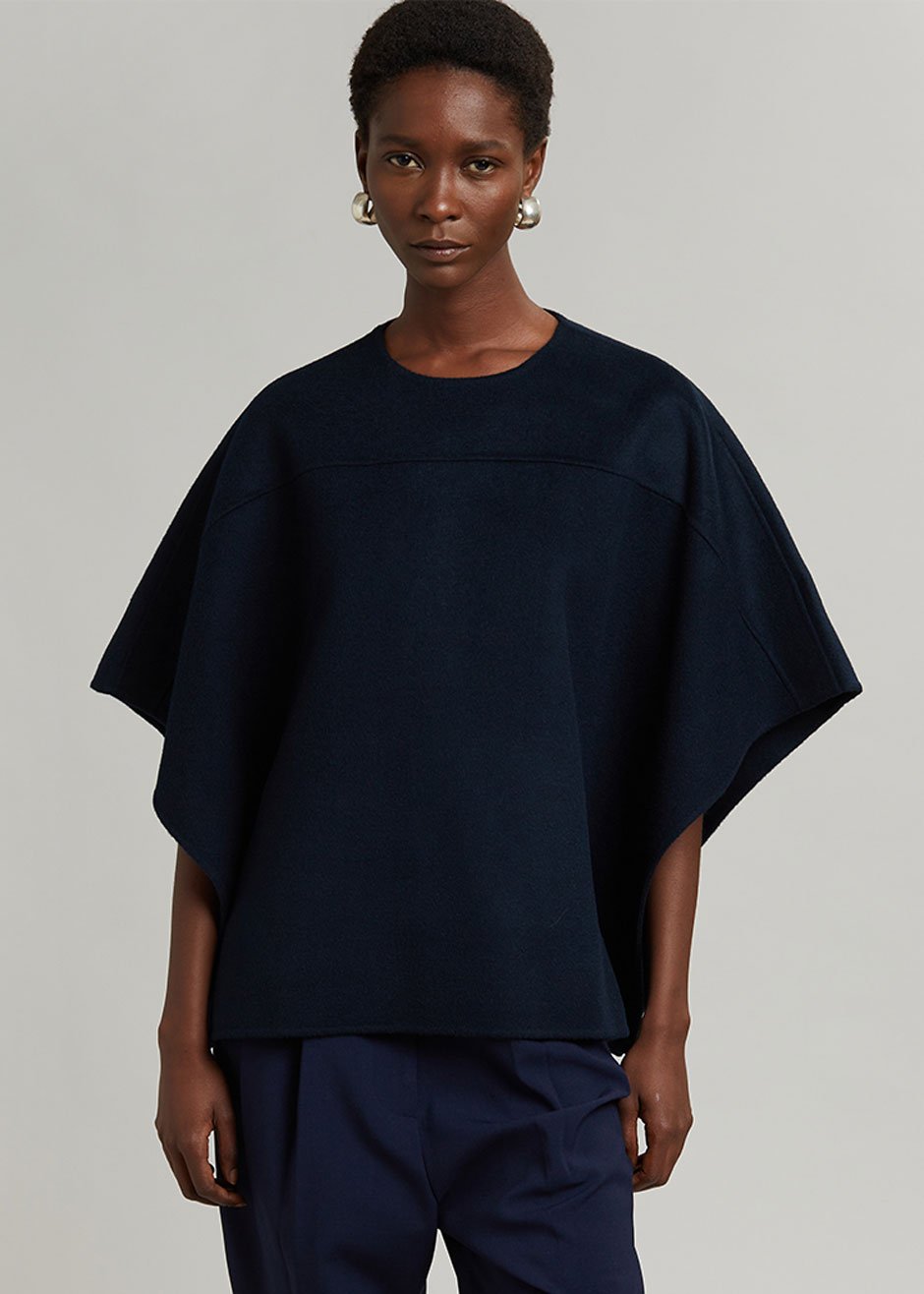 Charlie Short Cape - Deep Navy - 3