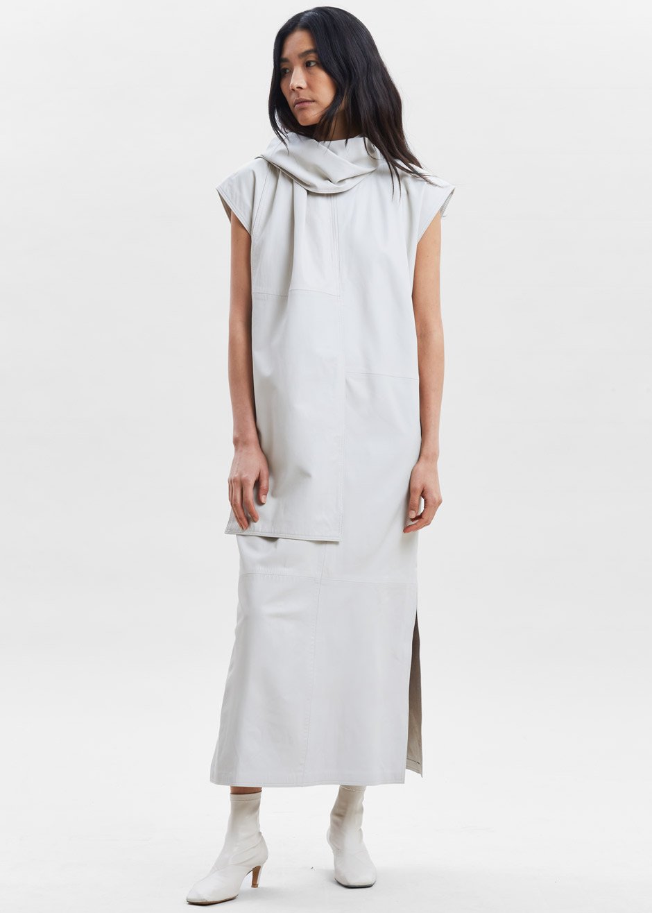 Loulou Studio Lebuan Leather Dress - Ivory - 1