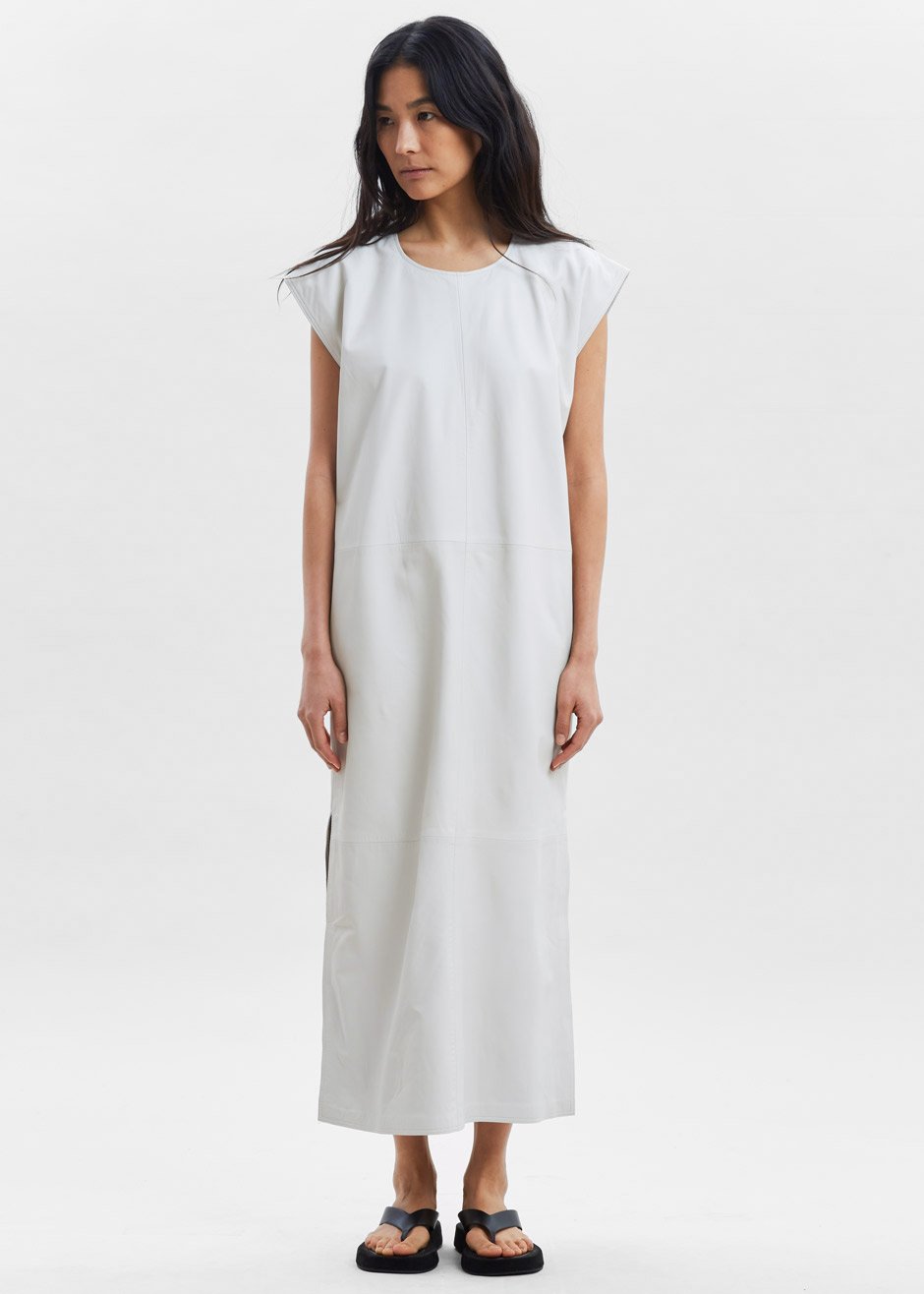 Loulou Studio Lebuan Leather Dress - Ivory - 5