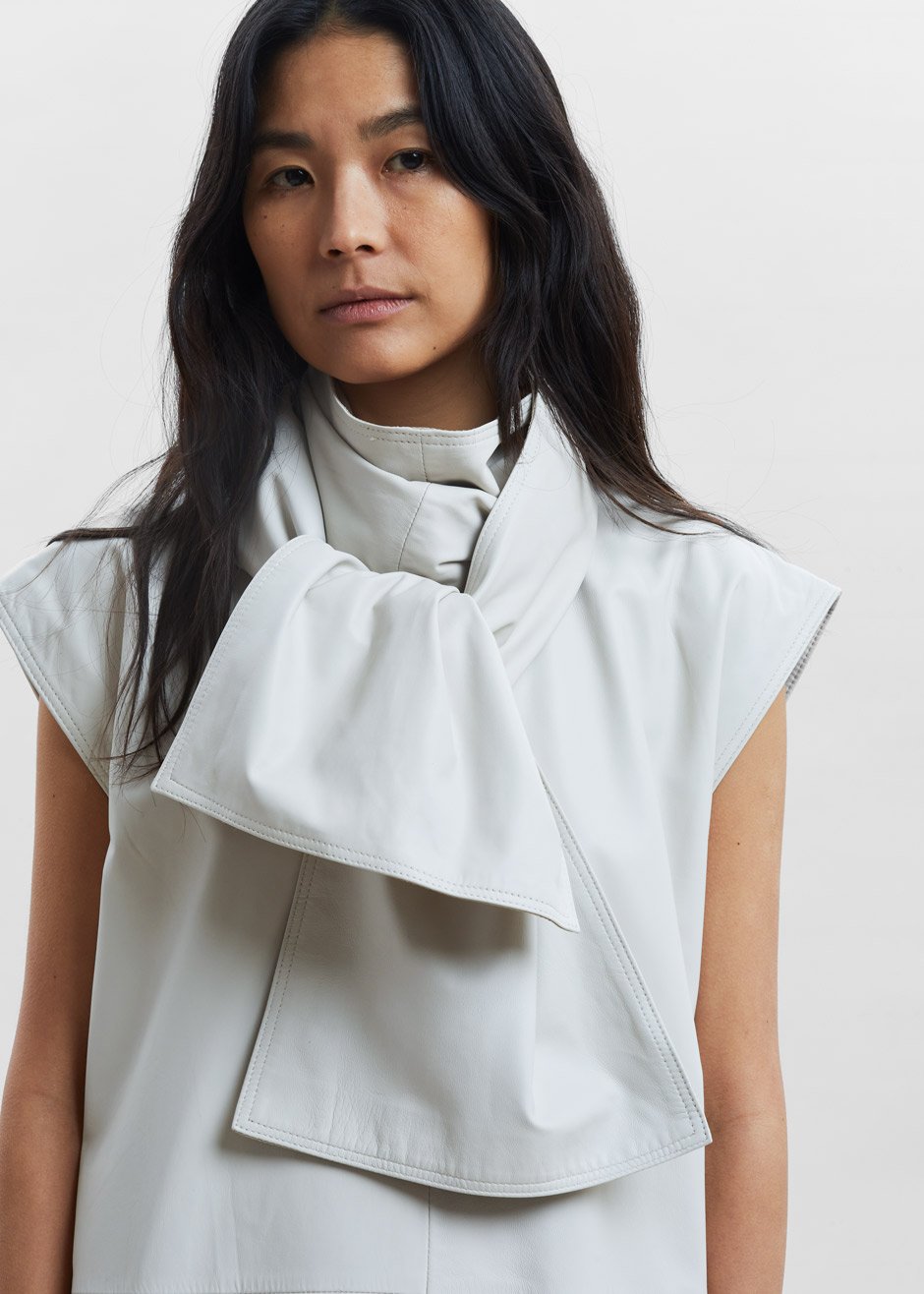 Loulou Studio Lebuan Leather Dress - Ivory - 2