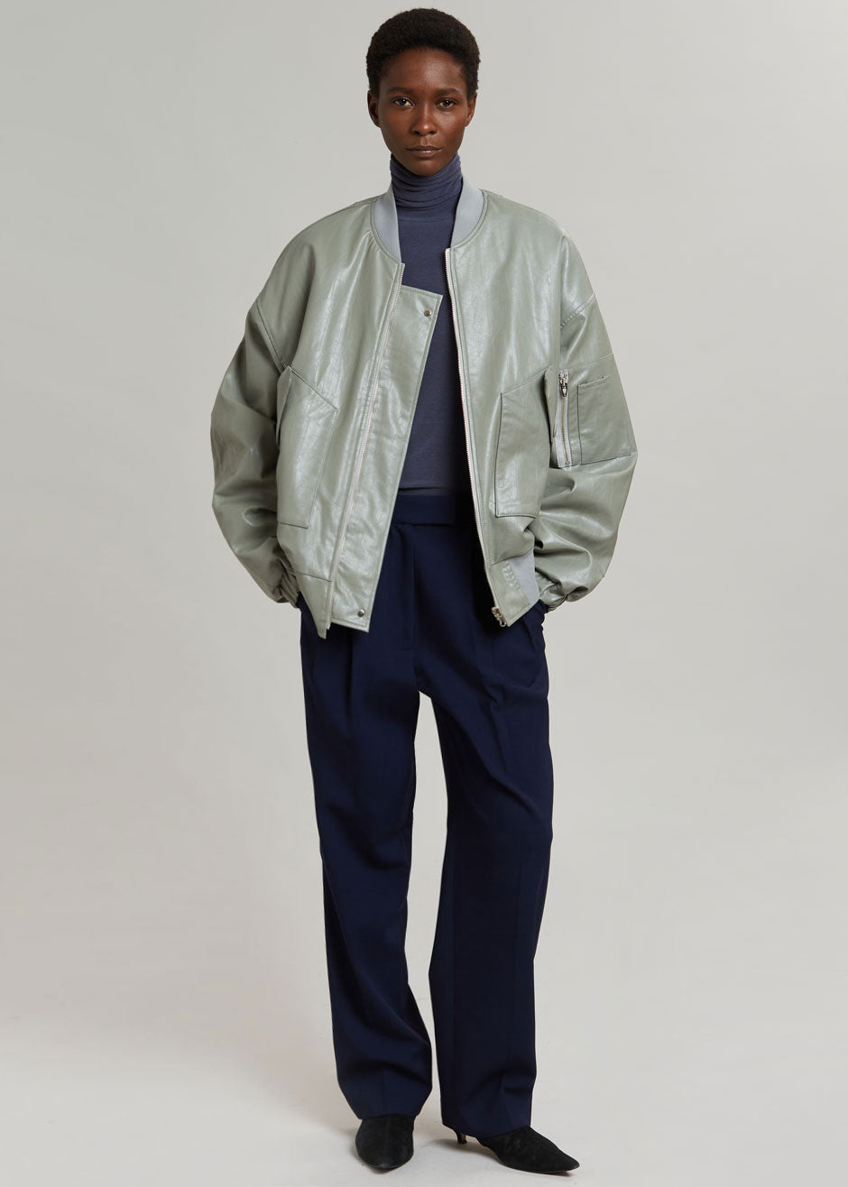 Hane Faux Leather Bomber - Eucalyptus - 2