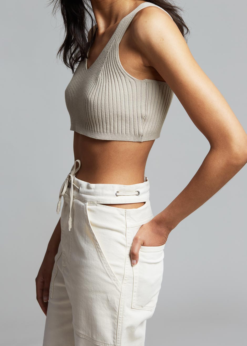 Nanushka Chace Cut-Out Jeans - Creme - 2