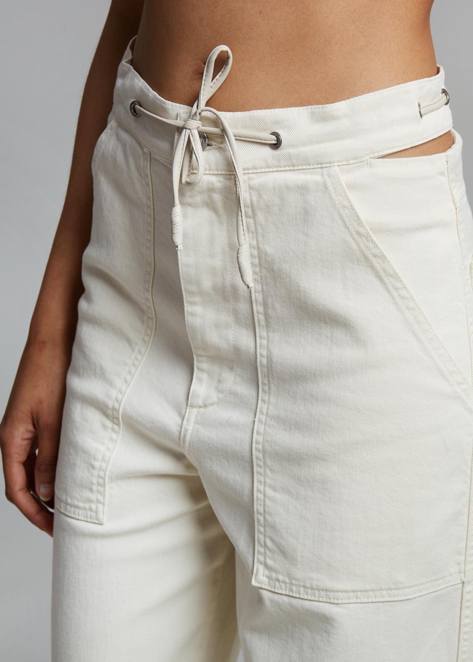Nanushka Chace Cut-Out Jeans - Creme - 5
