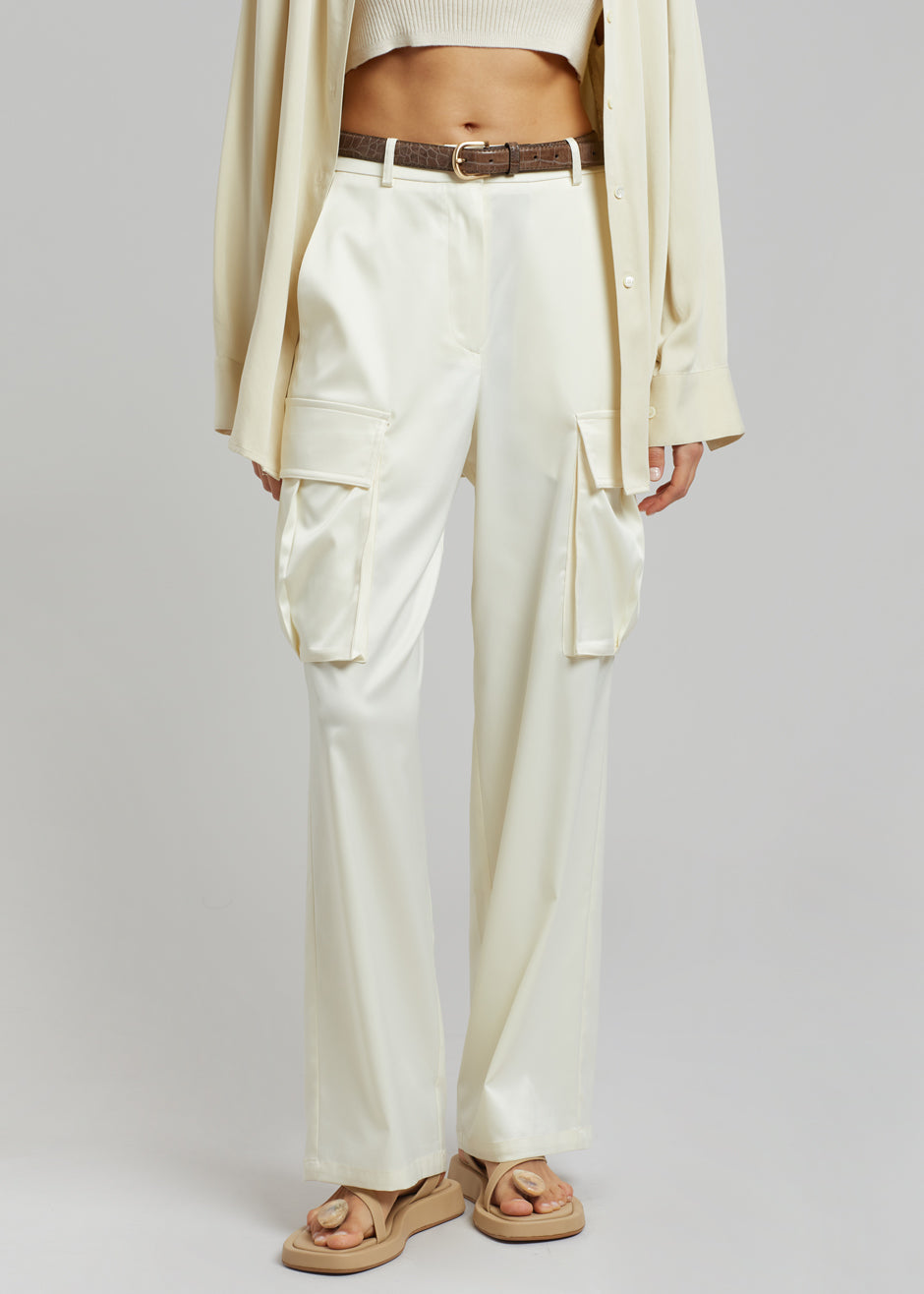 Lauren Silky Cargo Pants - Cream - 6