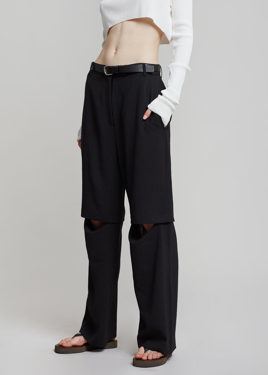 Hani Slit Pants - Black - 2