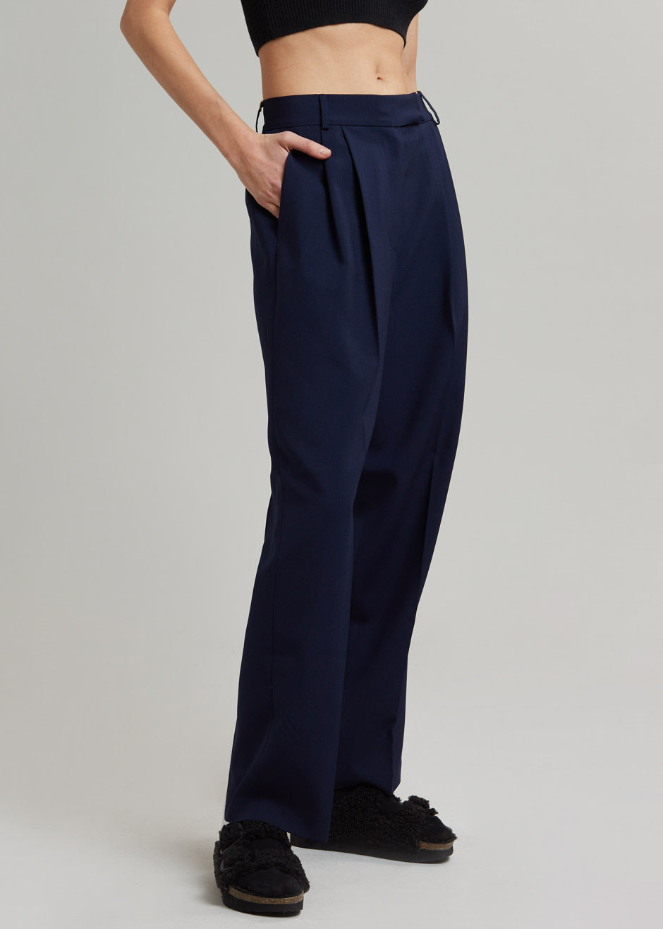 Bea Pleated Suit Pants - Midnight Blue - 5