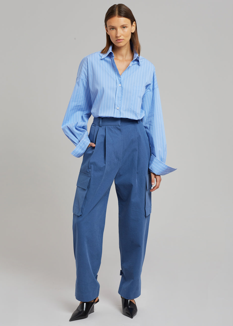 Georgia Pinstripe Shirt - Light Blue - 4