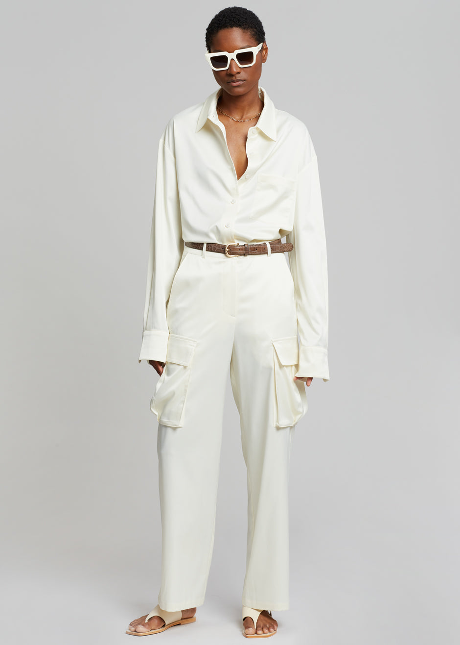 Lauren Silky Shirt - Cream - 3