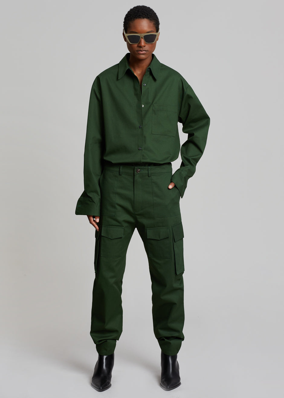 Carrie Twill Cargo Pants - Forest Green - 8