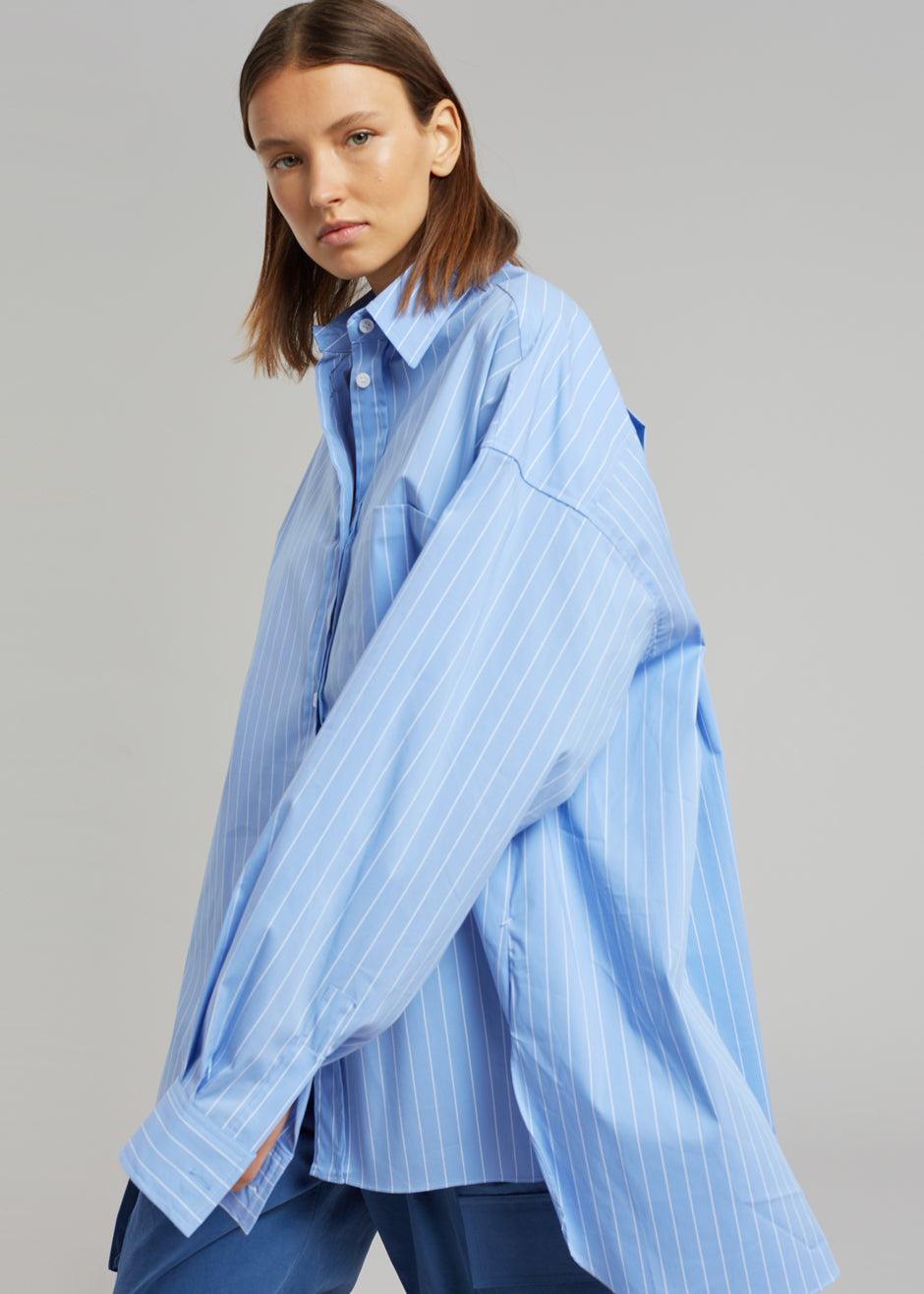 Georgia Pinstripe Shirt - Light Blue - 7