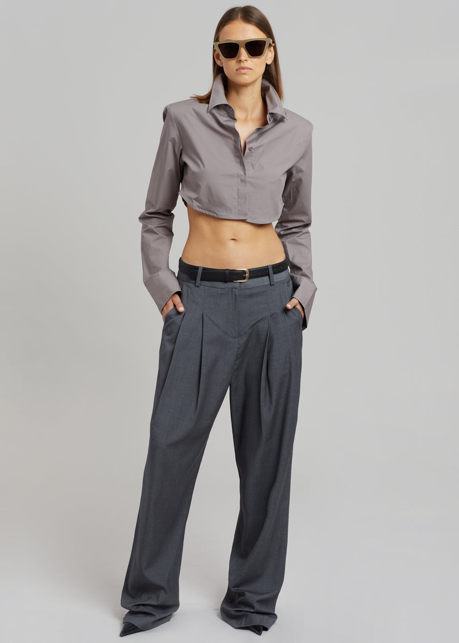 Uma Cropped Shirt - Grey - 2