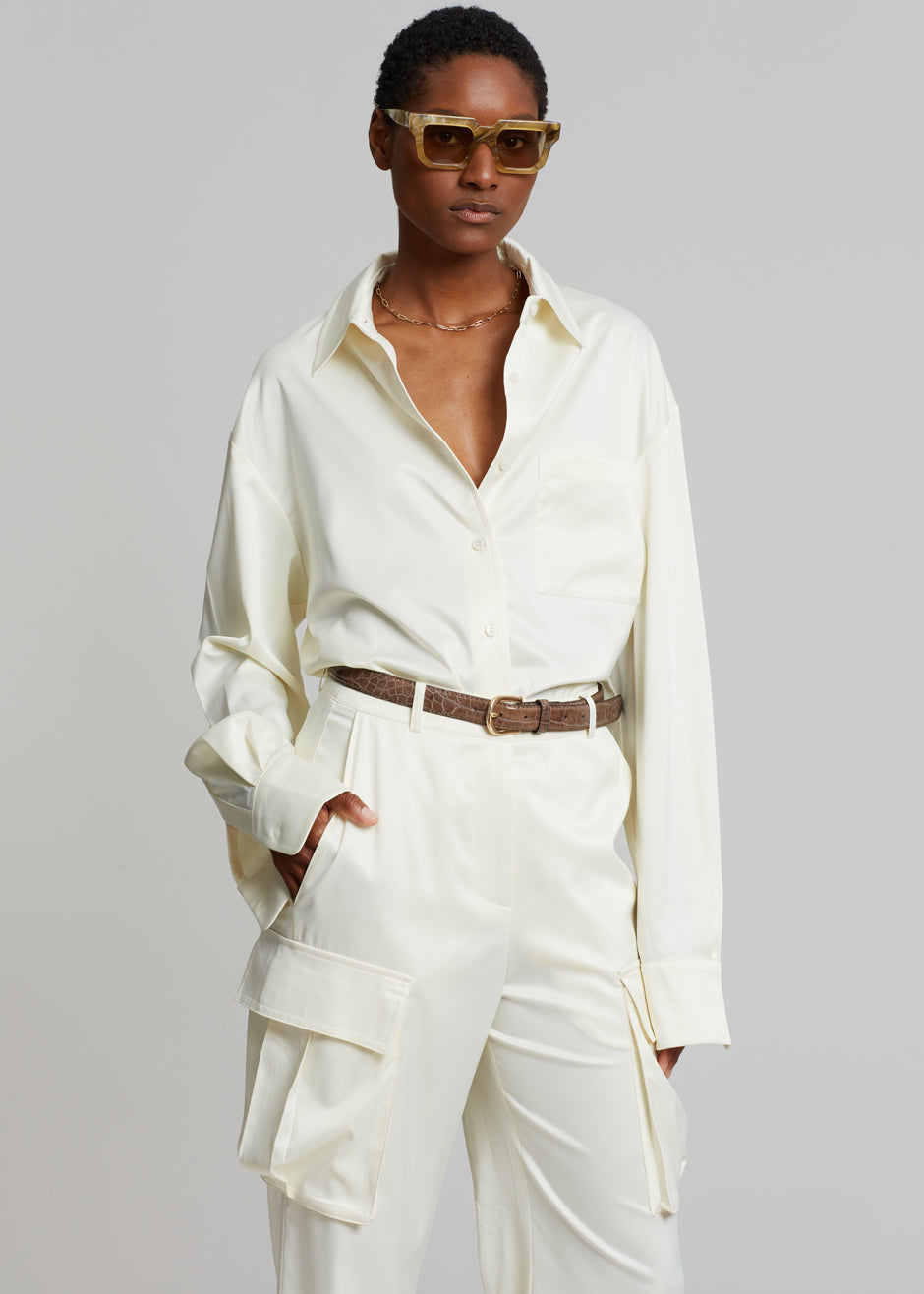 Lauren Silky Shirt - Cream - 4