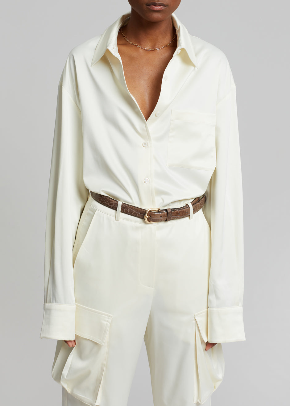 Lauren Silky Shirt - Cream - 2