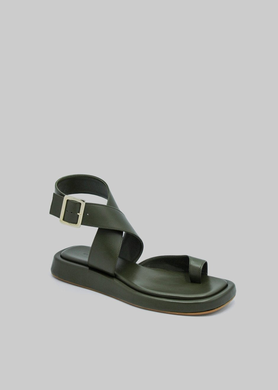 GIA x RHW Flat Wrap Toe Sandal - Moss Green - 3