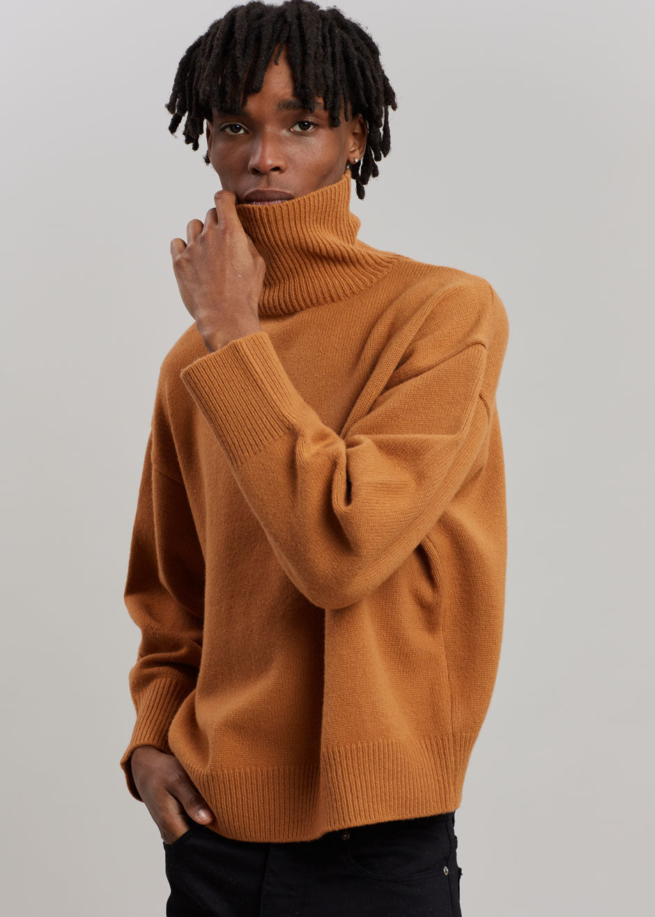 Joya Roll Neck Sweater - Terra Cotta - 6