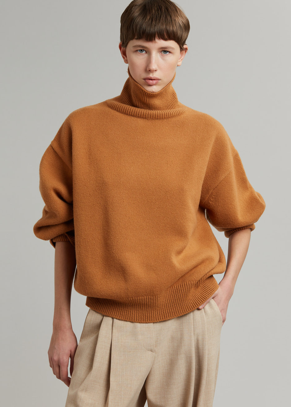 Joya Roll Neck Sweater - Terra Cotta - 10