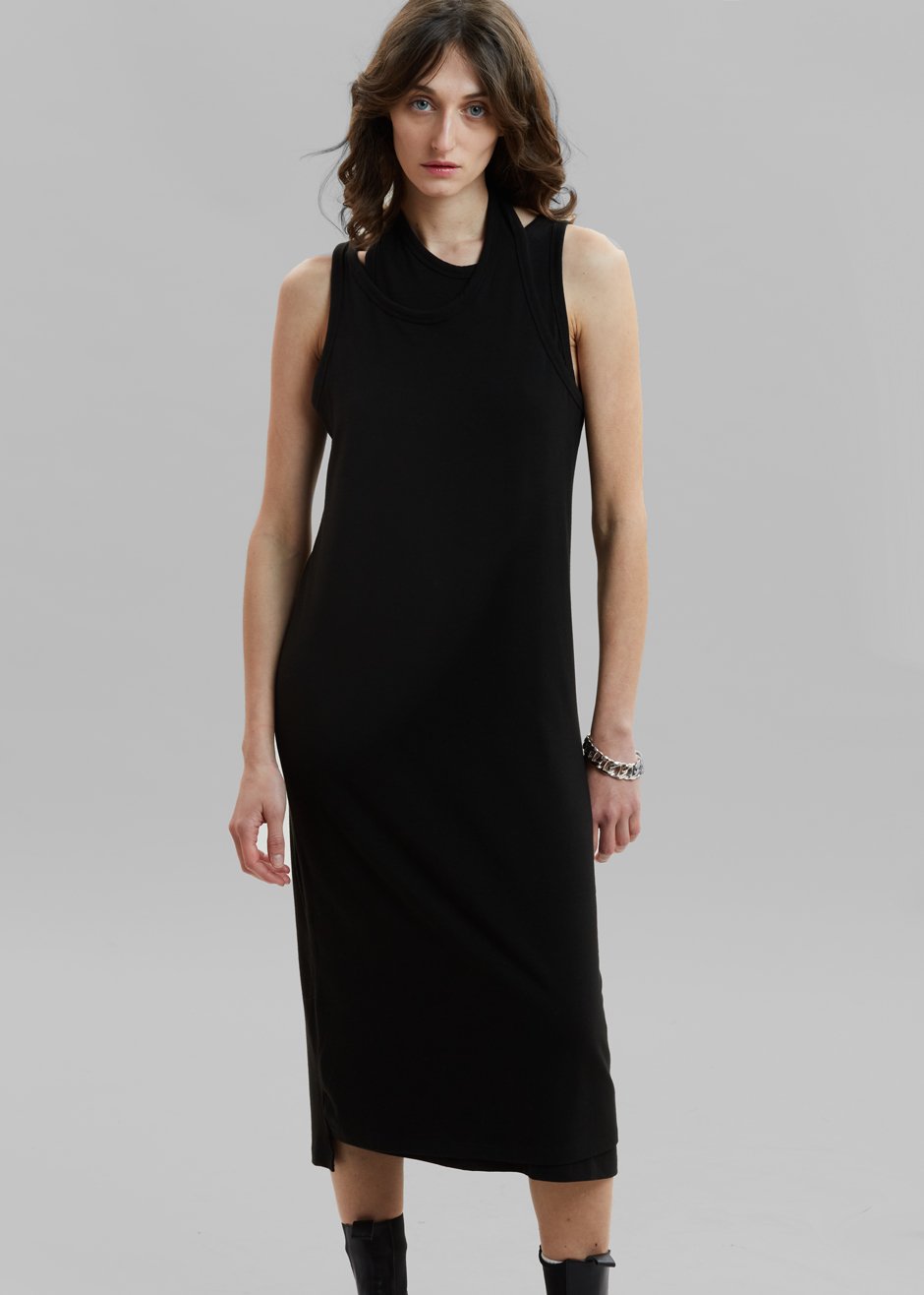 Kit Asymmetric Layer Tank Dress - Black - 2