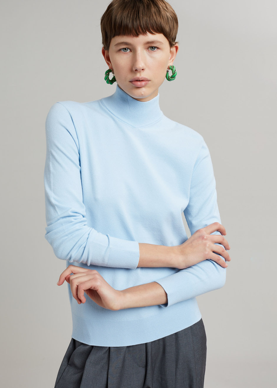 Verona Knit Turtleneck - Pale Blue - 1