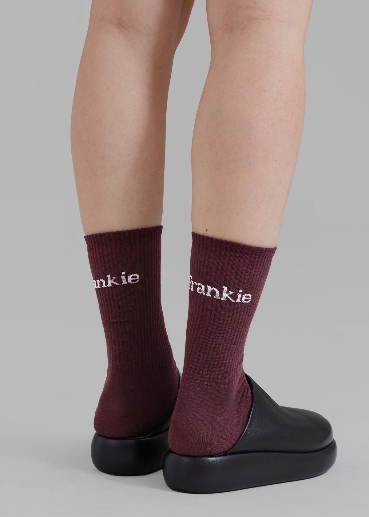 Frankie in English Ribbed Socks - Bordeaux - 2