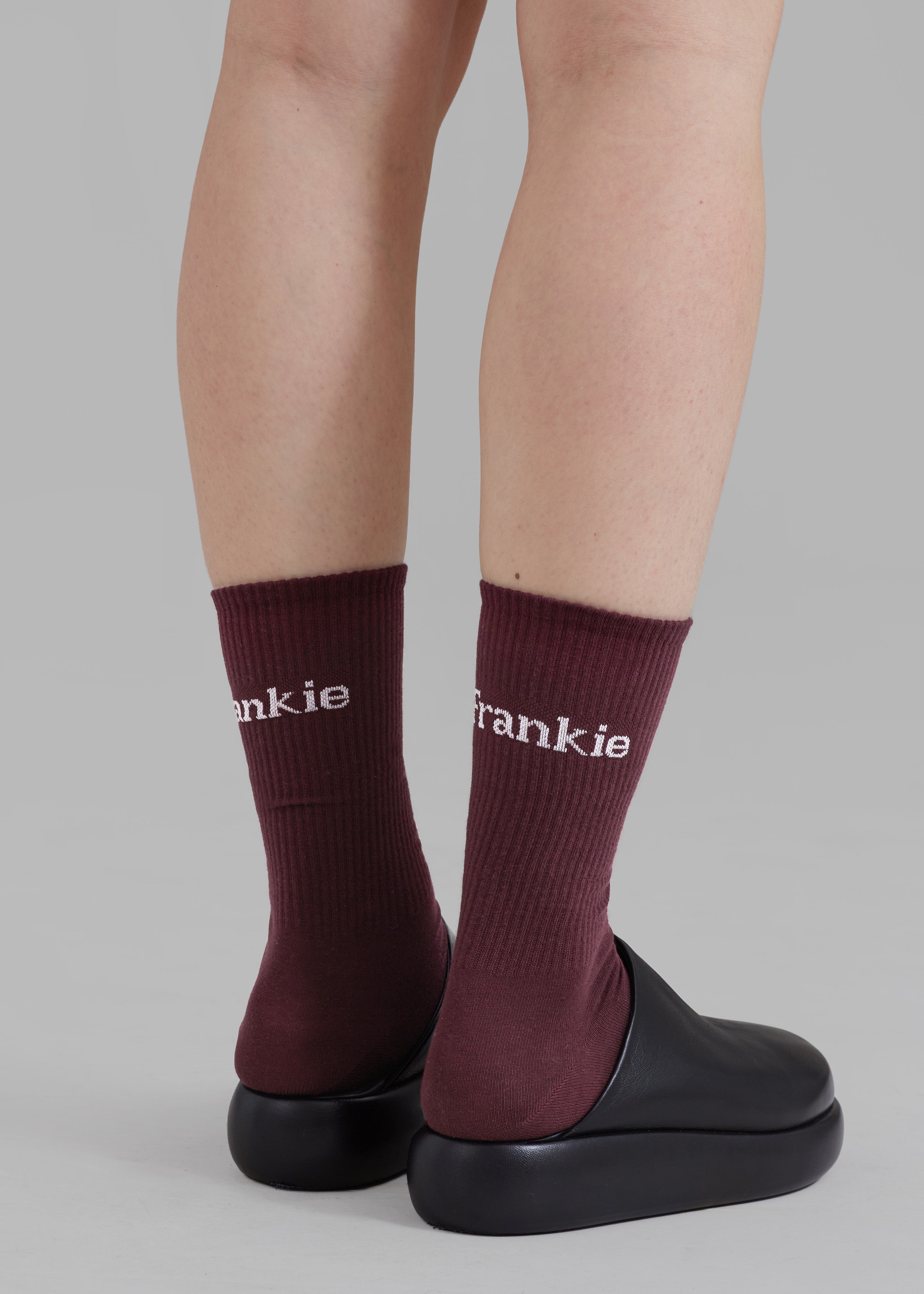 Frankie in English Ribbed Socks - Bordeaux - 2