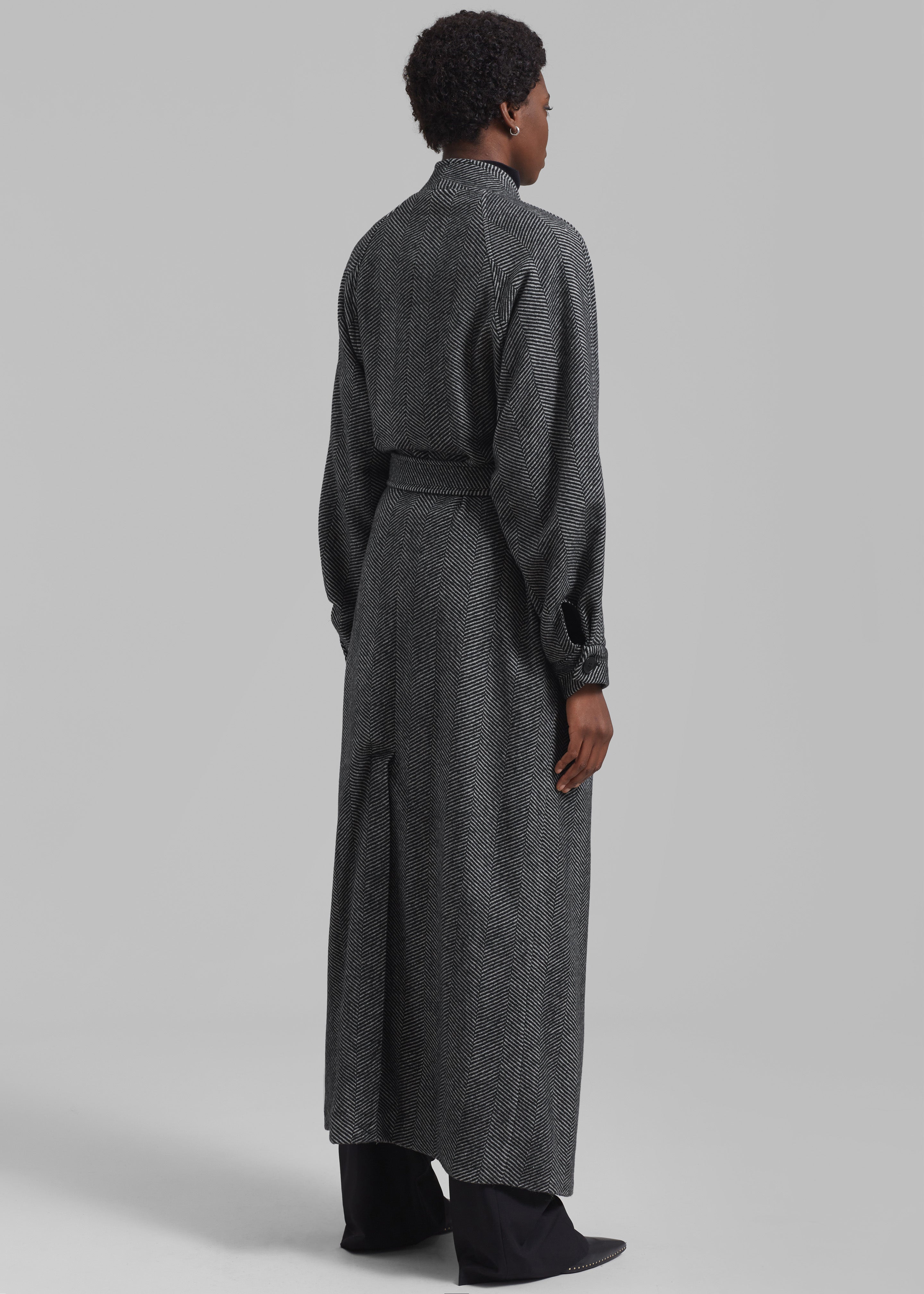 Gestuz FarrenGZ Maxi Coat - Black/White Herringbone - 9