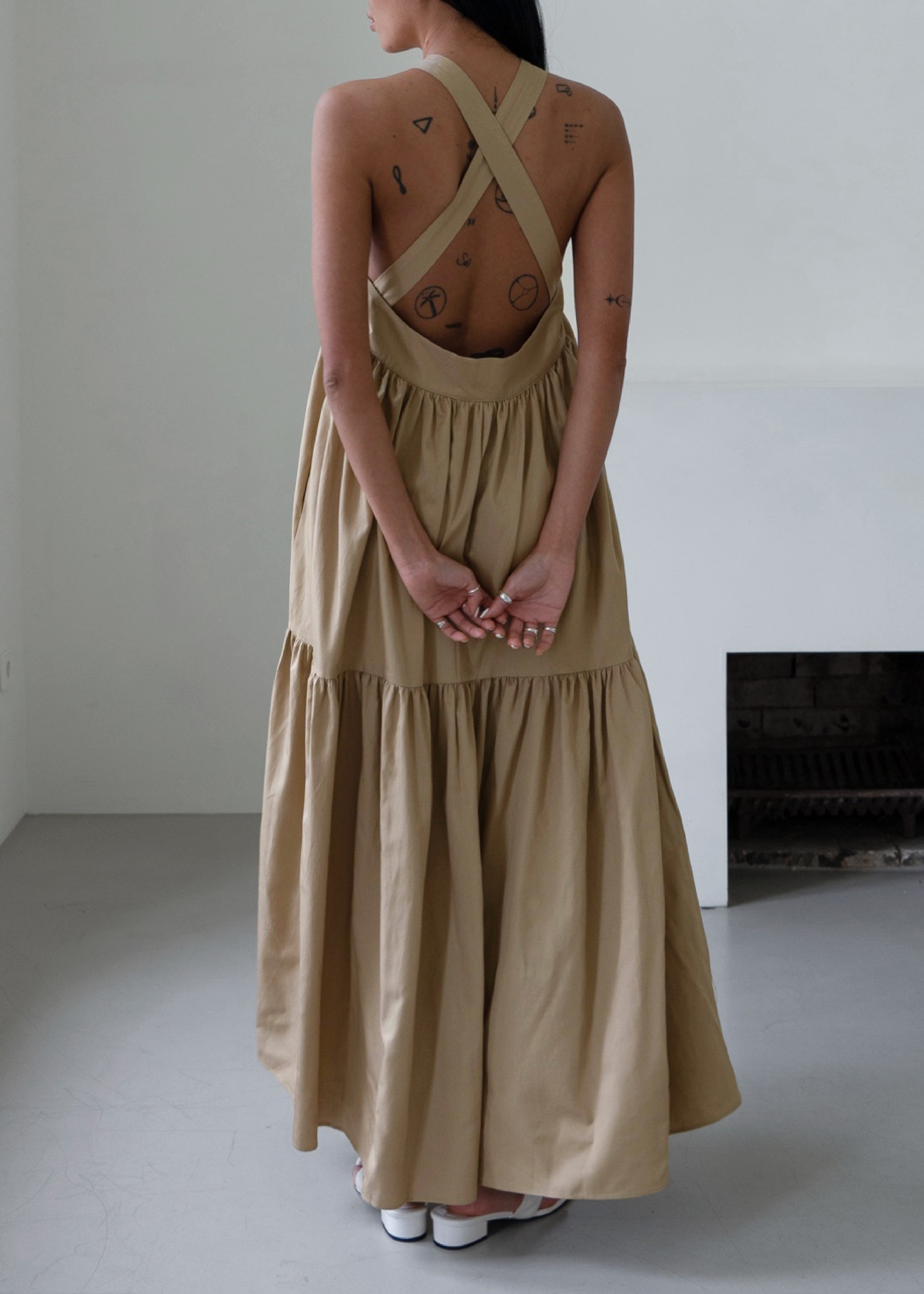 Gracie Halter Maxi Dress - Beige - 12