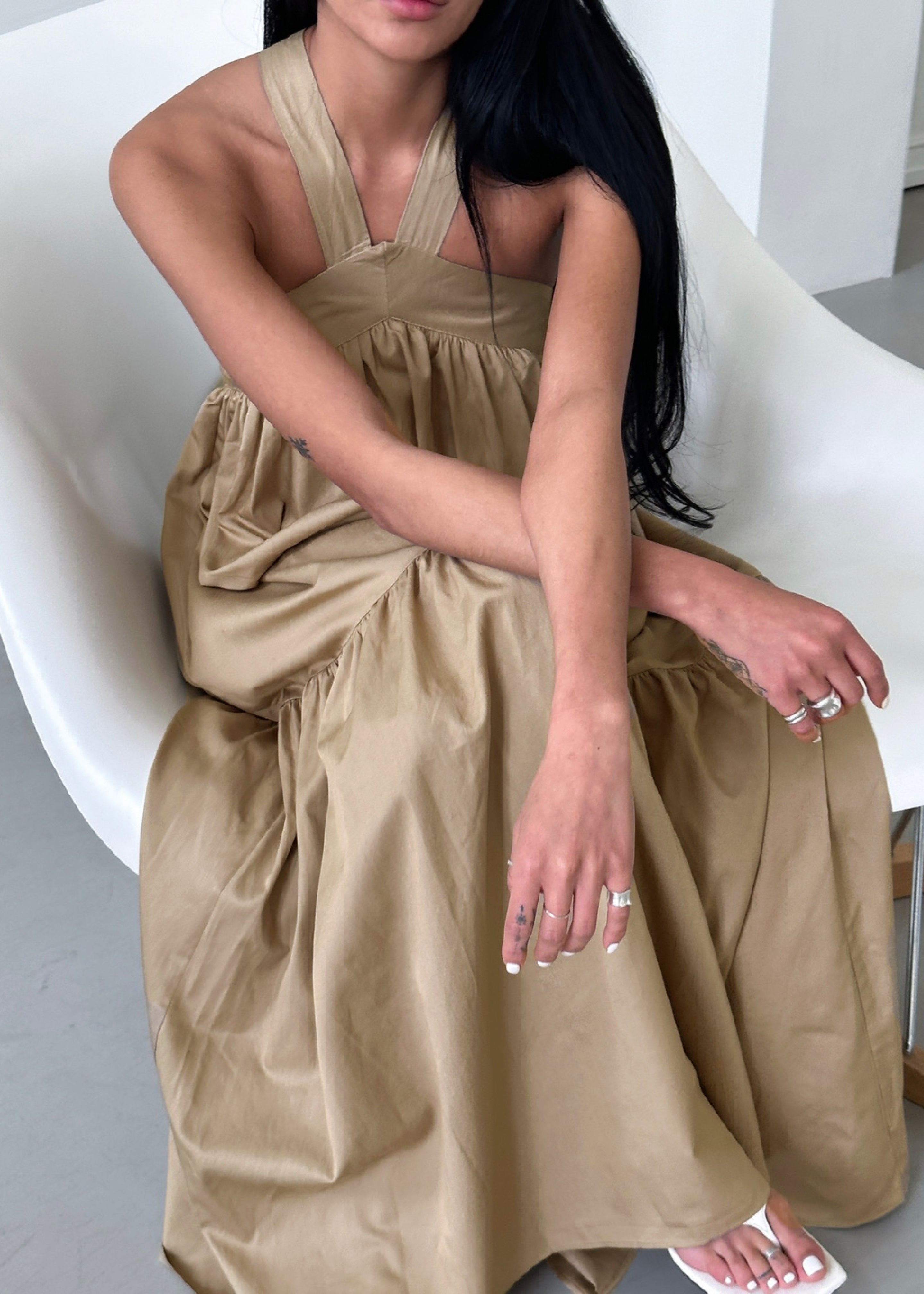 Gracie Halter Maxi Dress - Beige - 5