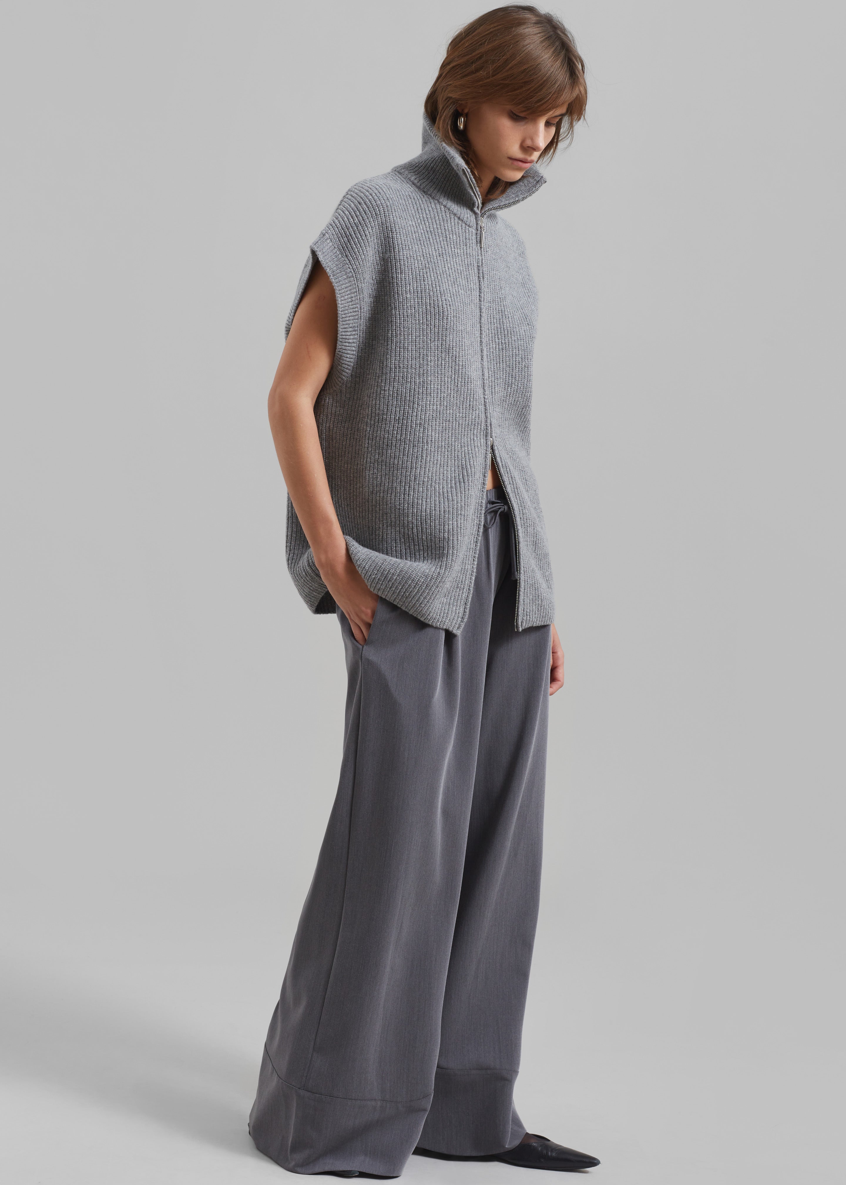 Hadley Wide Drawstring Pants - Grey - 1