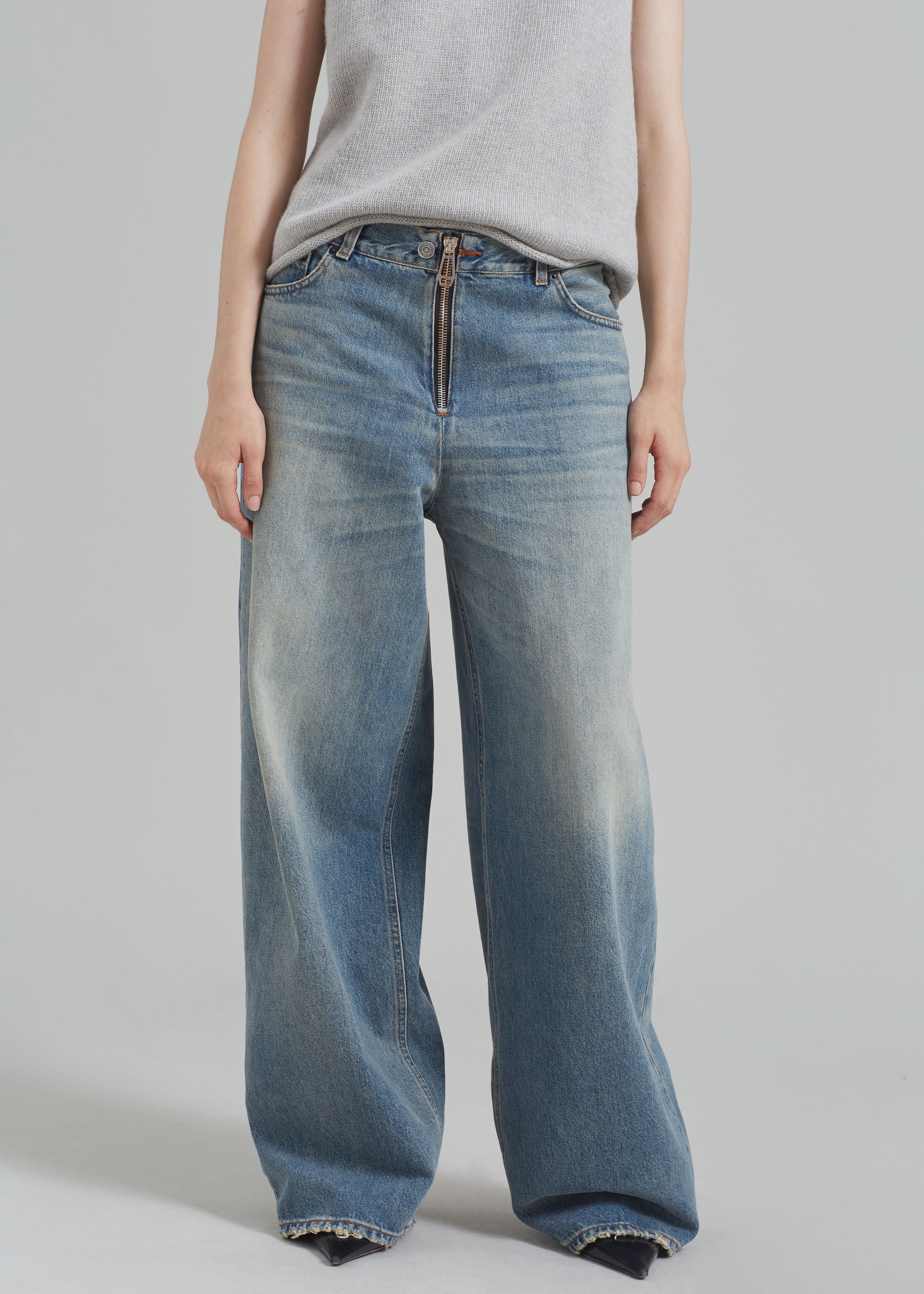 Haikure Bethany Zip Pants - Dirty Blue - 2