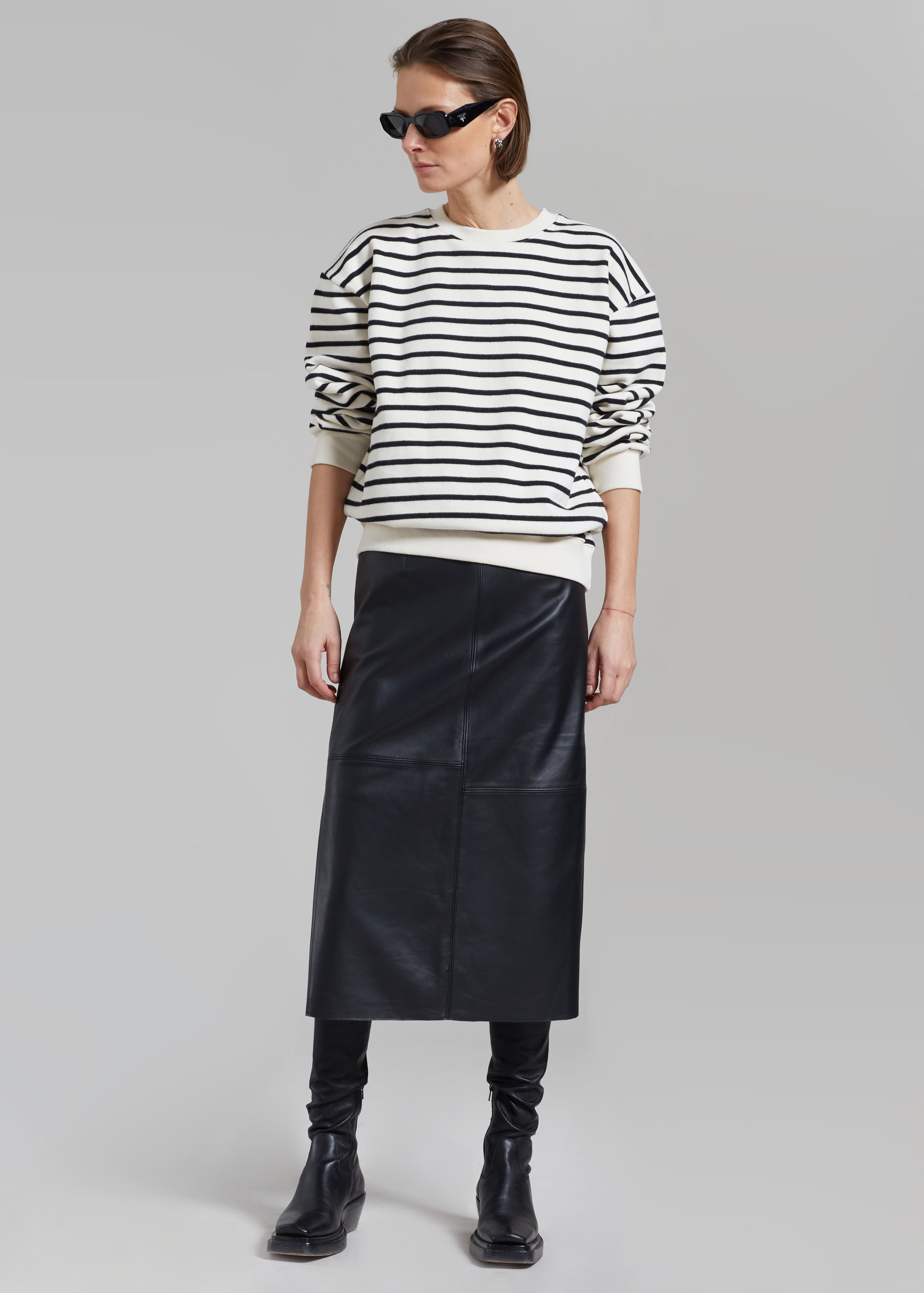 Heather Leather Pencil Skirt - Black - 4