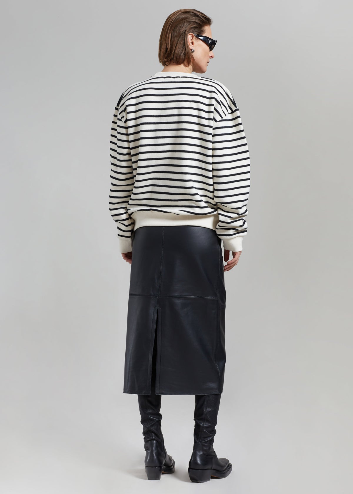 Heather Leather Pencil Skirt - Black - 5