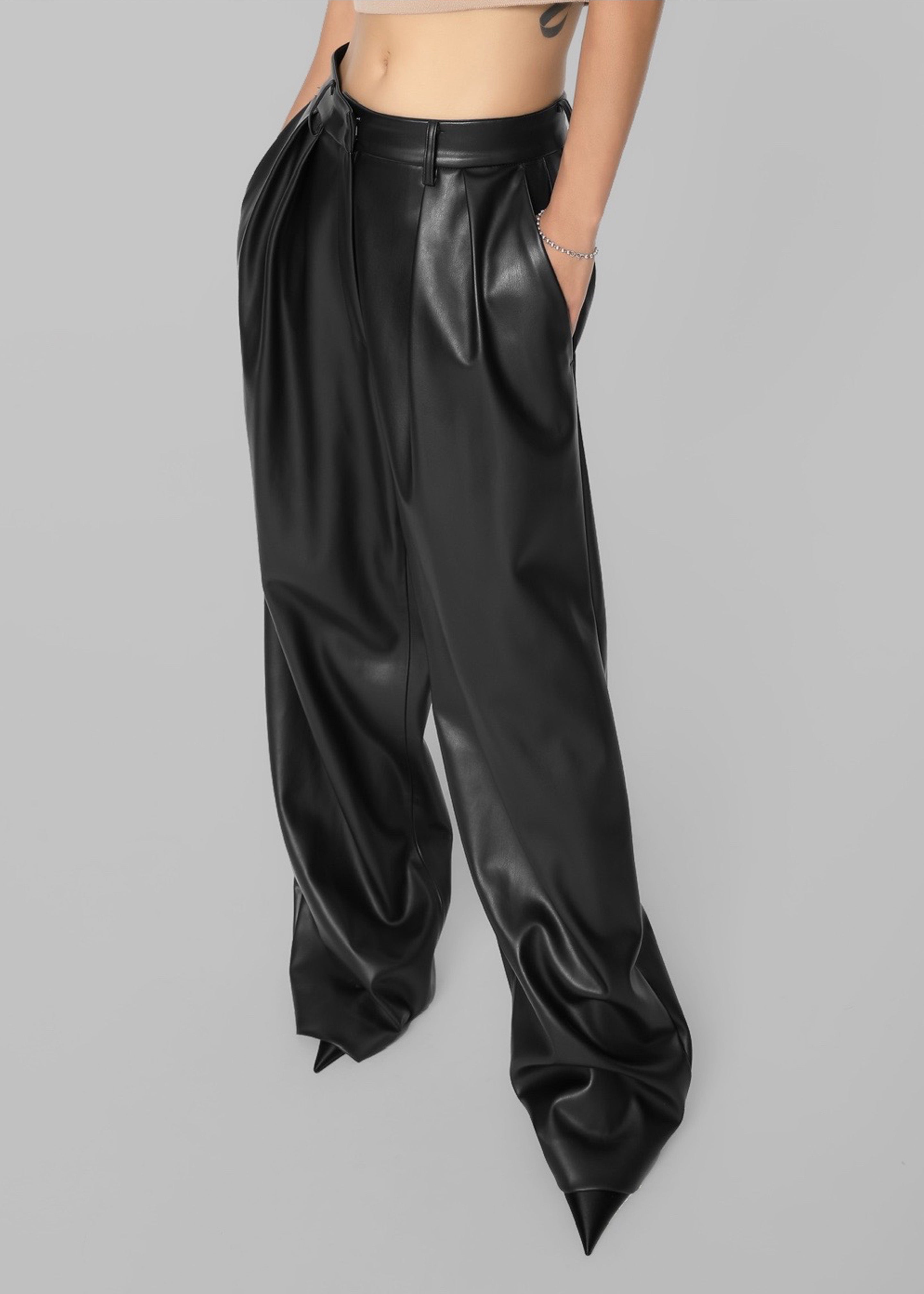 Helsinki Faux Leather Pants - Black - 11