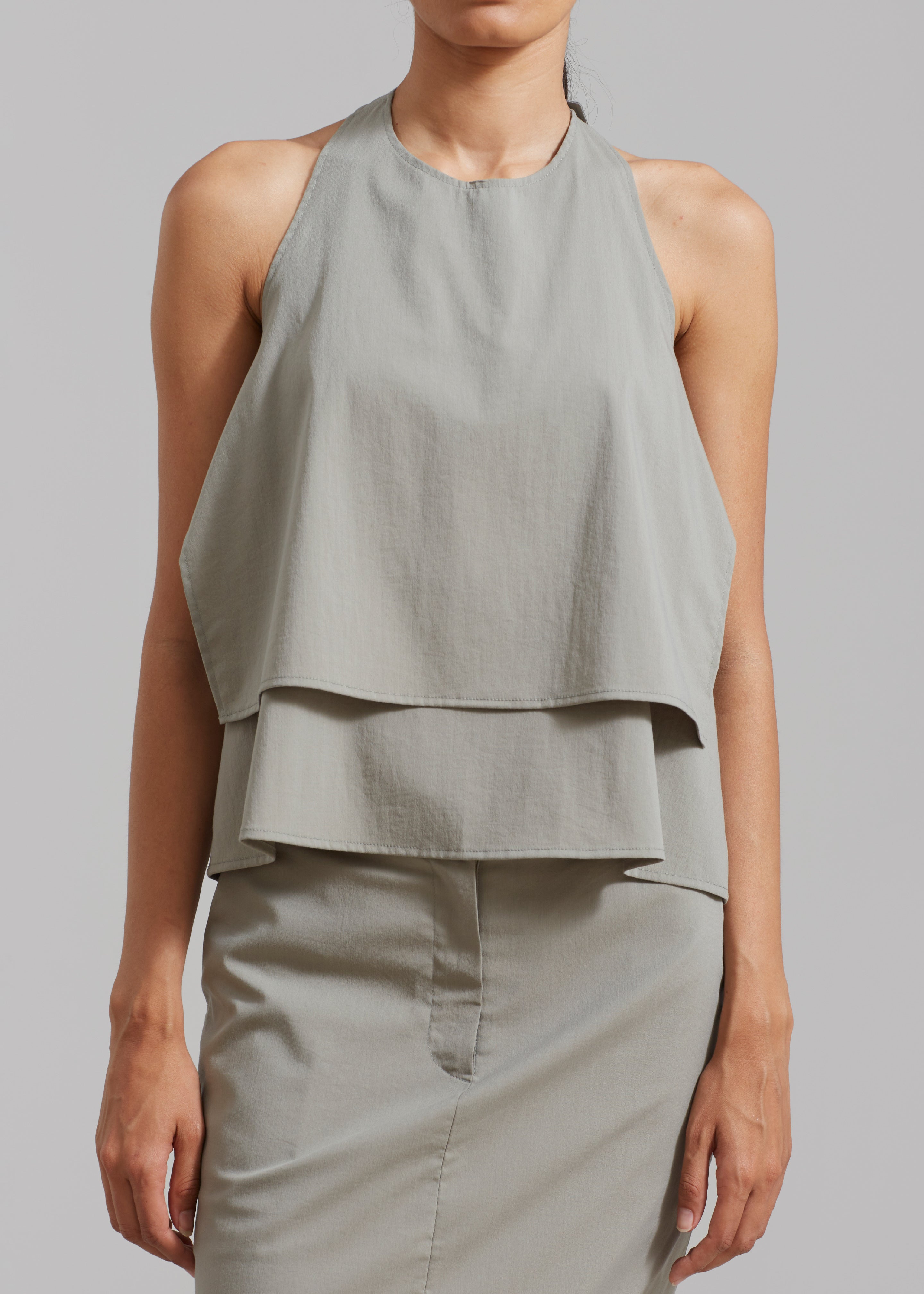 Irene Halter Neck Blouse - Slate Green - 6
