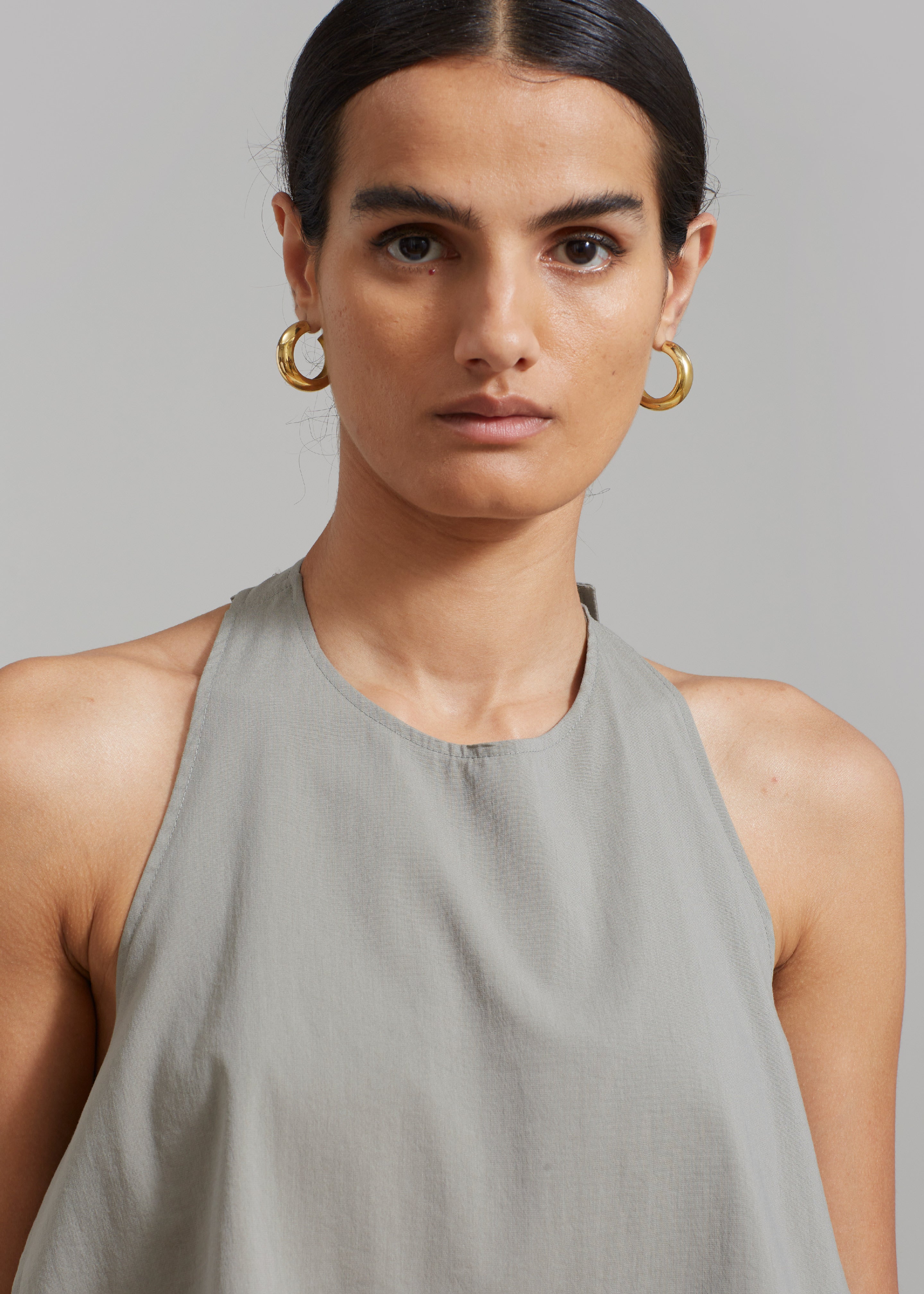 Irene Halter Neck Blouse - Slate Green - 5