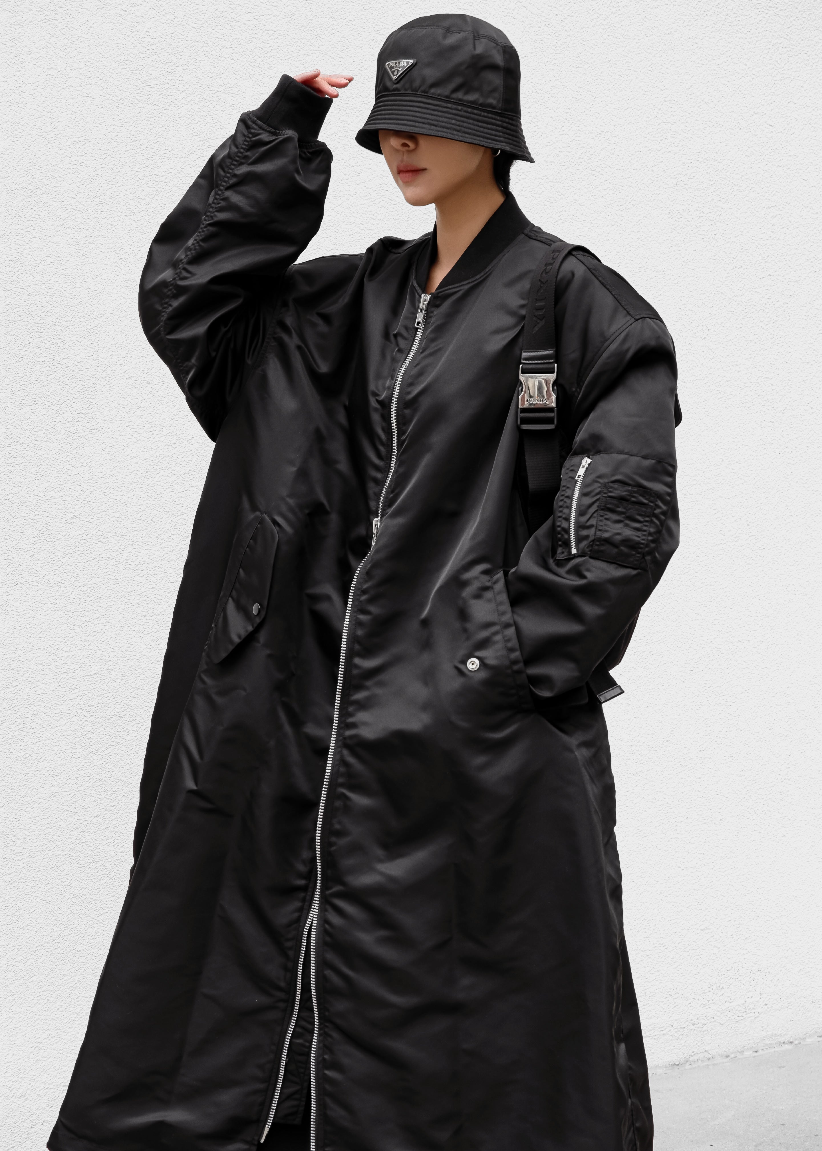 Isaac Oversized Bomber Coat - Black - 2