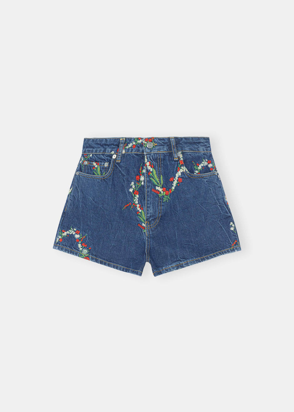 GANNI Mini Denim Short - Dark Indigo - 5