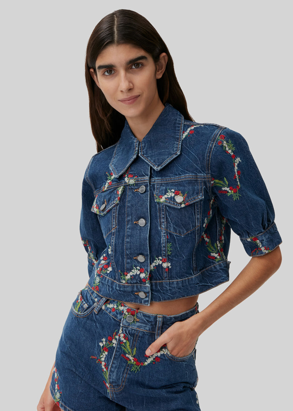 GANNI Mini Denim Short - Dark Indigo - 4