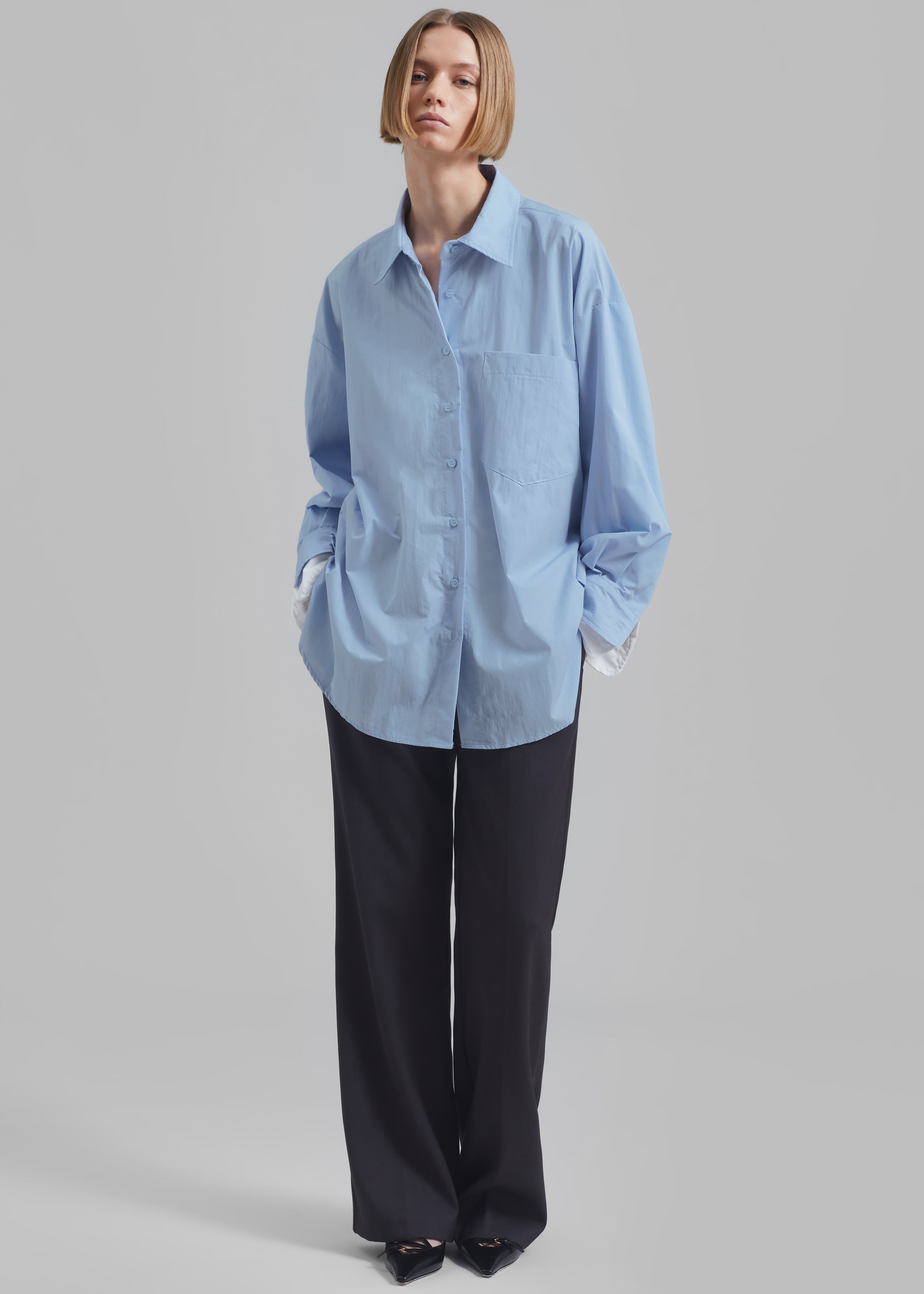 Jacqueline Button Up Shirt - Sky - 2