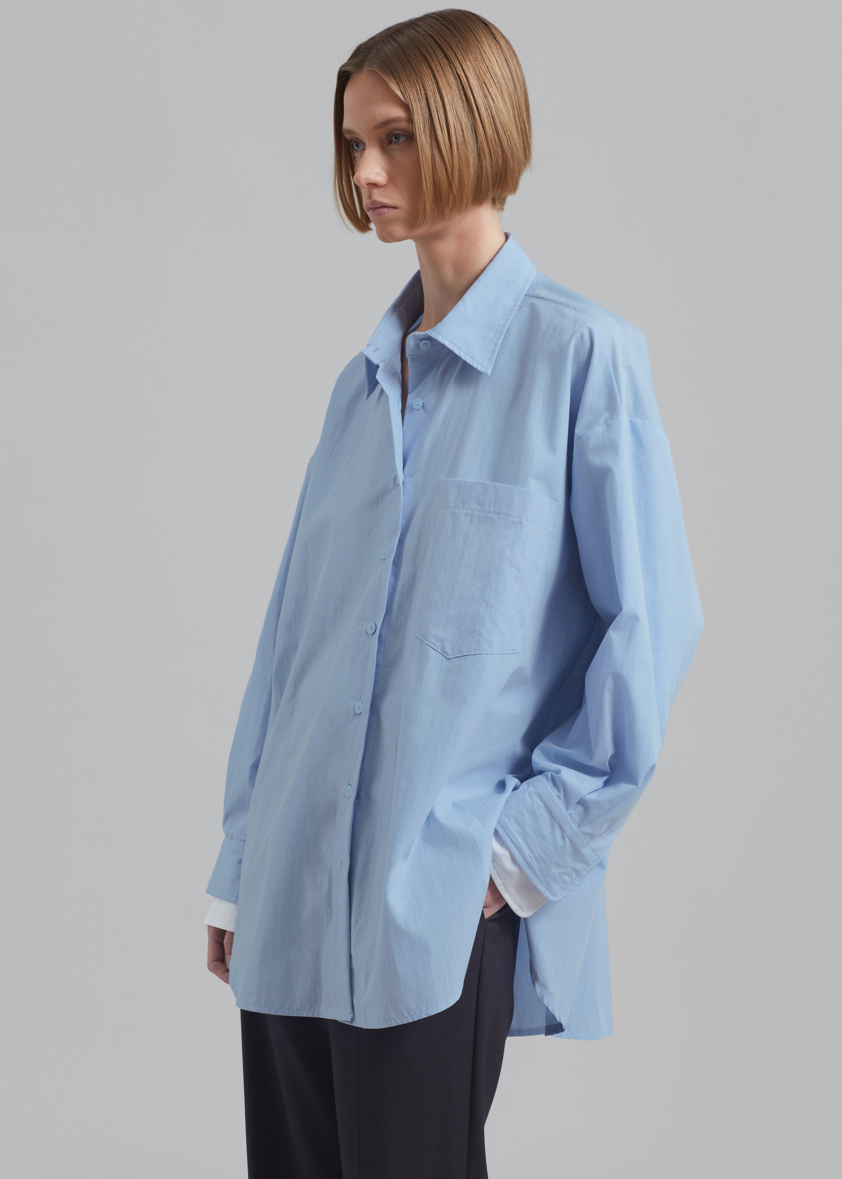 Jacqueline Button Up Shirt - Sky - 3
