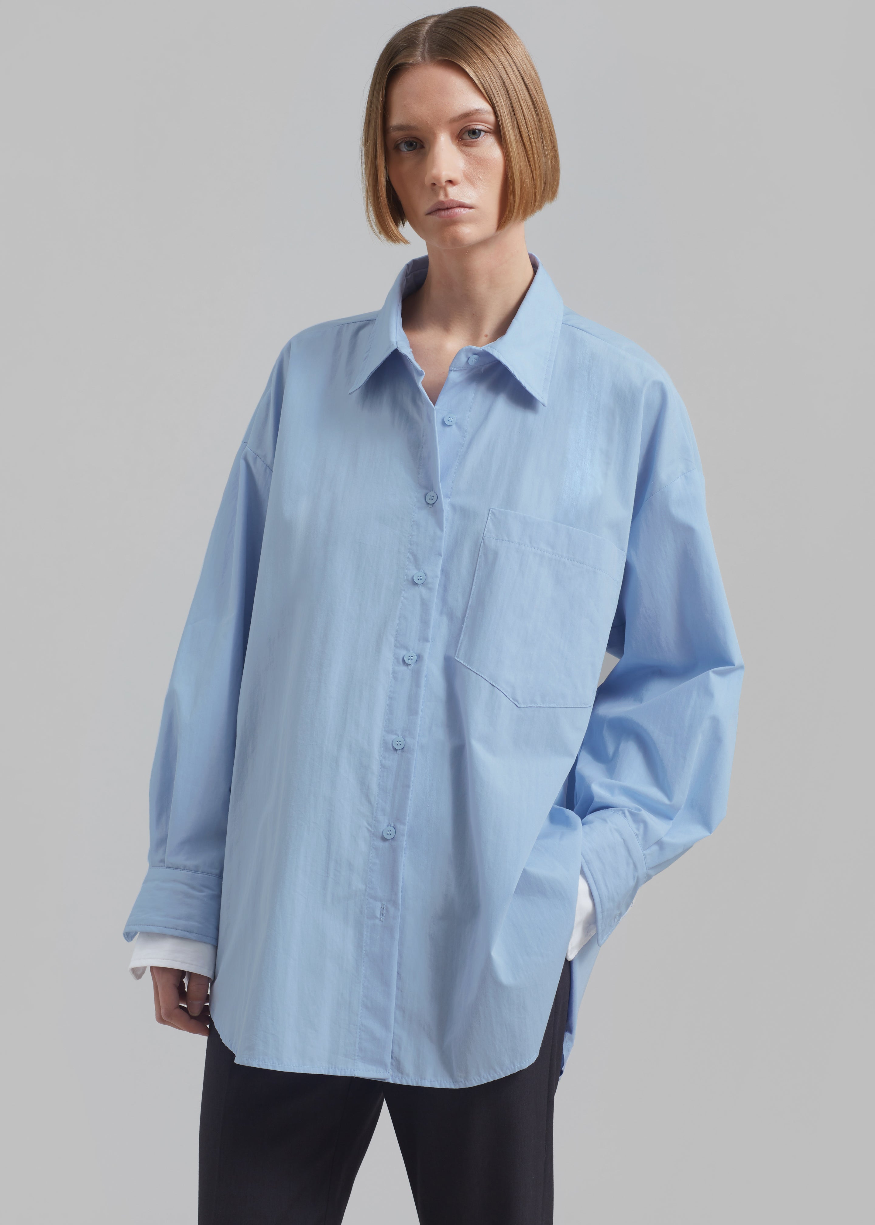 Jacqueline Button Up Shirt - Sky - 7